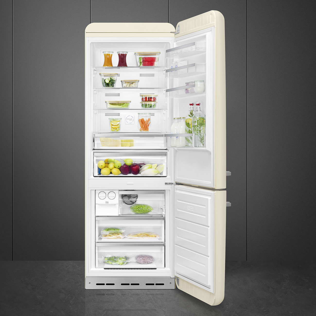 Koelkast Combi SMEG FAB38RCR5 / E / 205x70cm / Crème