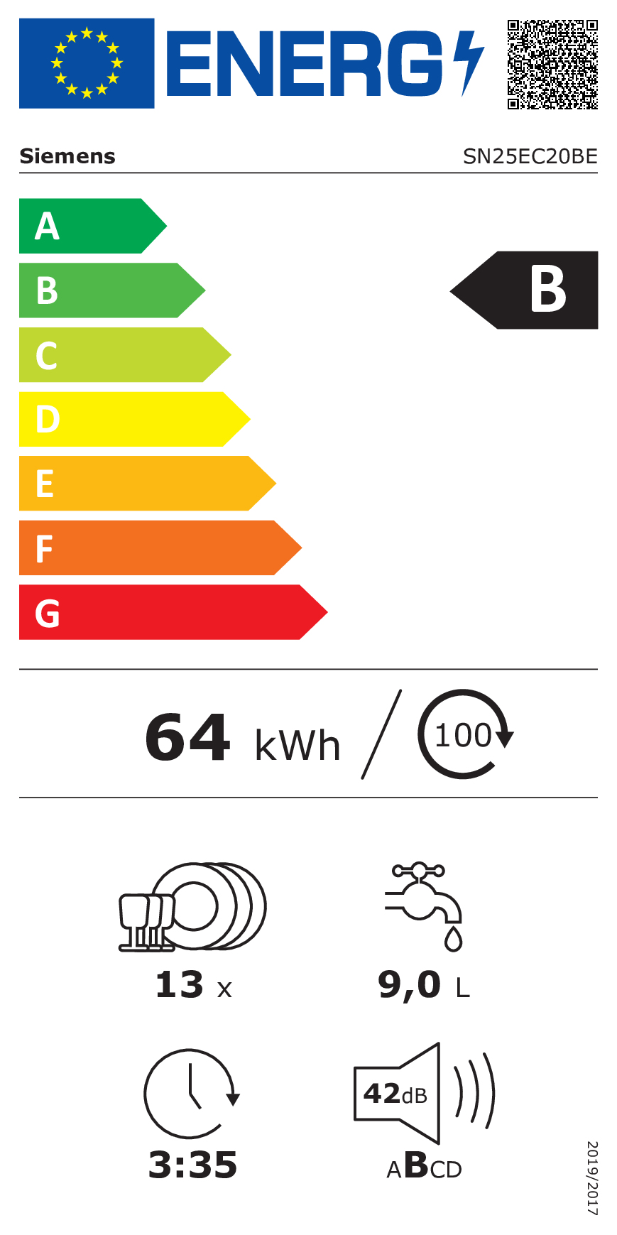 Vrijstaande vaatwas SIEMENS SN25EC20BE / B /60cm/ black inox