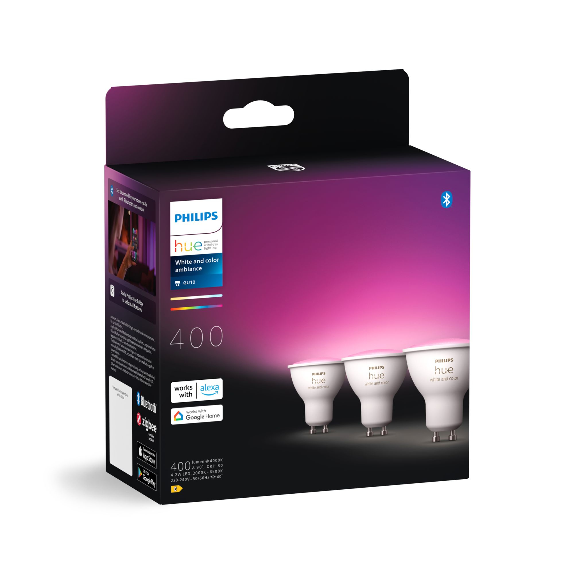 Lamp PHILIPS HUE White Color Ambiance GU10 3x