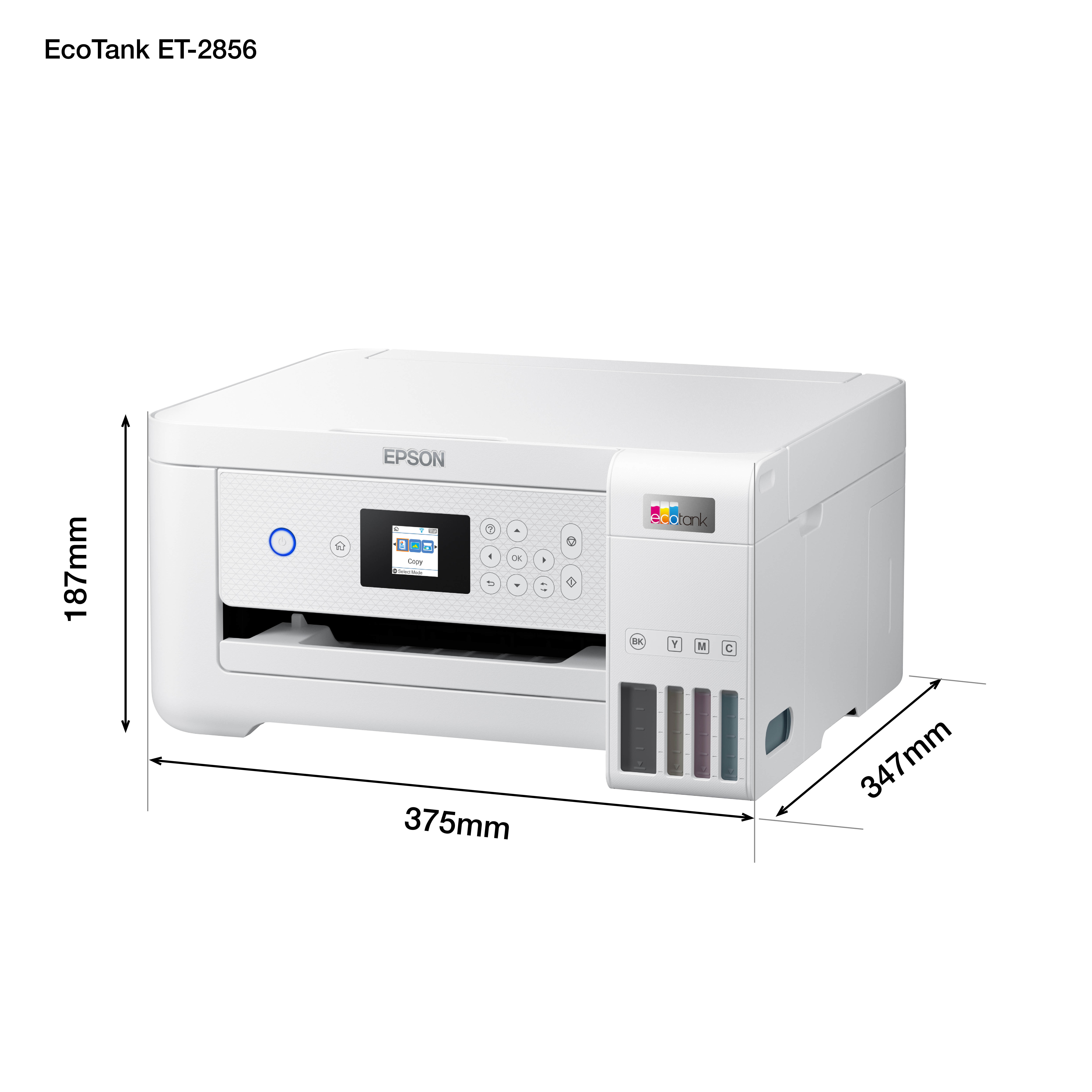 Printer Inkjet EPSON EcoTank ET-2856 Wit AIOFlat Kleur A4