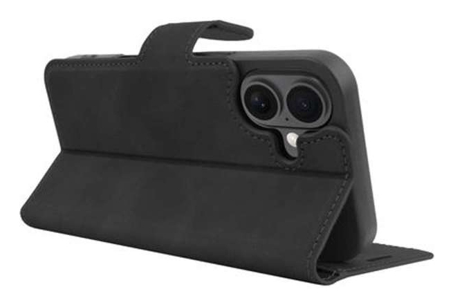 JustinCase Premium Wallet Case Apple iPhone 16 zwart