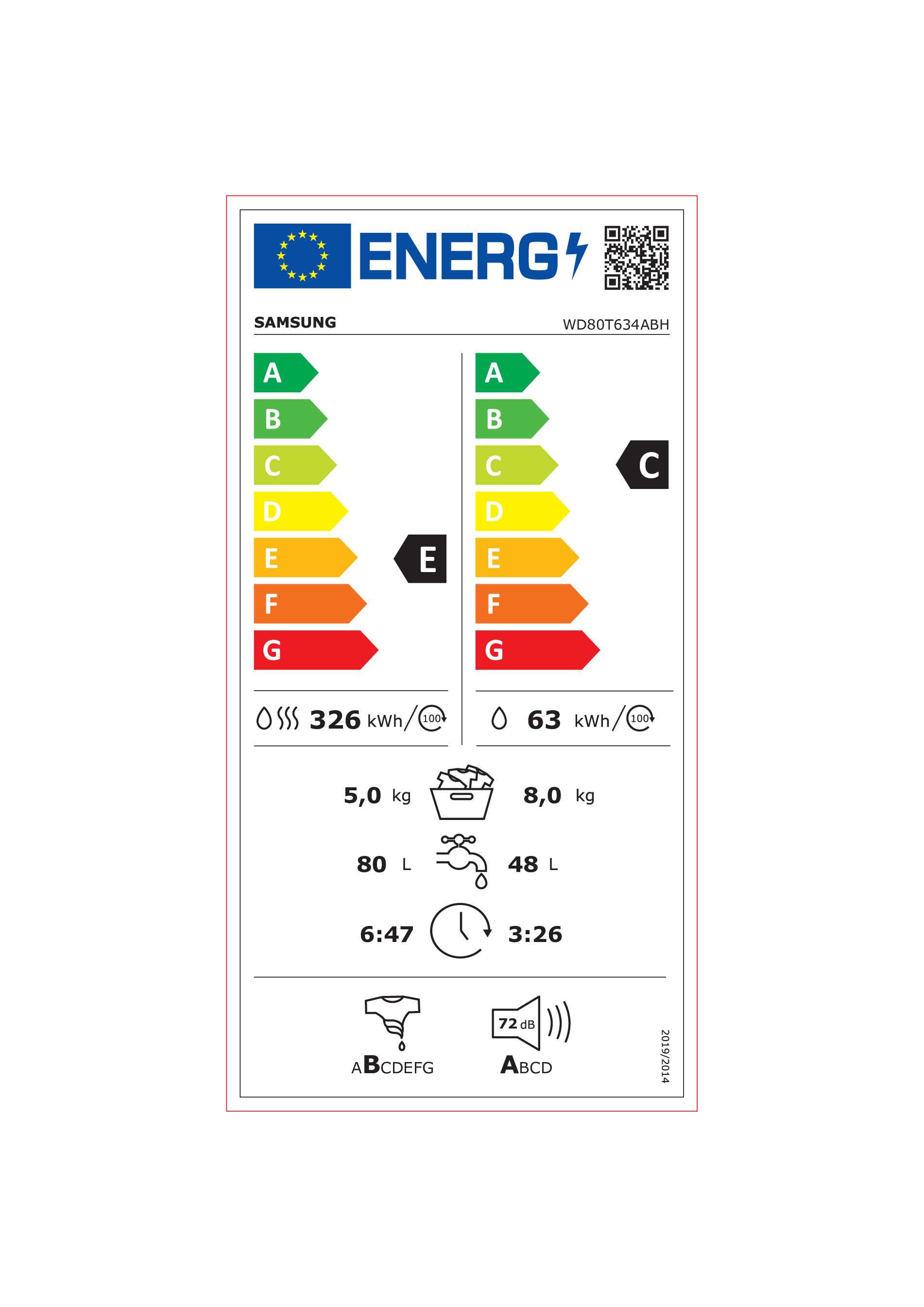 Combi Was-Droog SAMSUNG WD80T634ABH