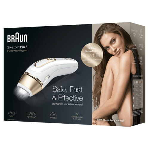 Braun Silk-expert Pro Silk·expert Pro 5 PL5014 Nieuwste Generatie IPL Ontharing, Zichtbare Ontharing, Wit En Goud