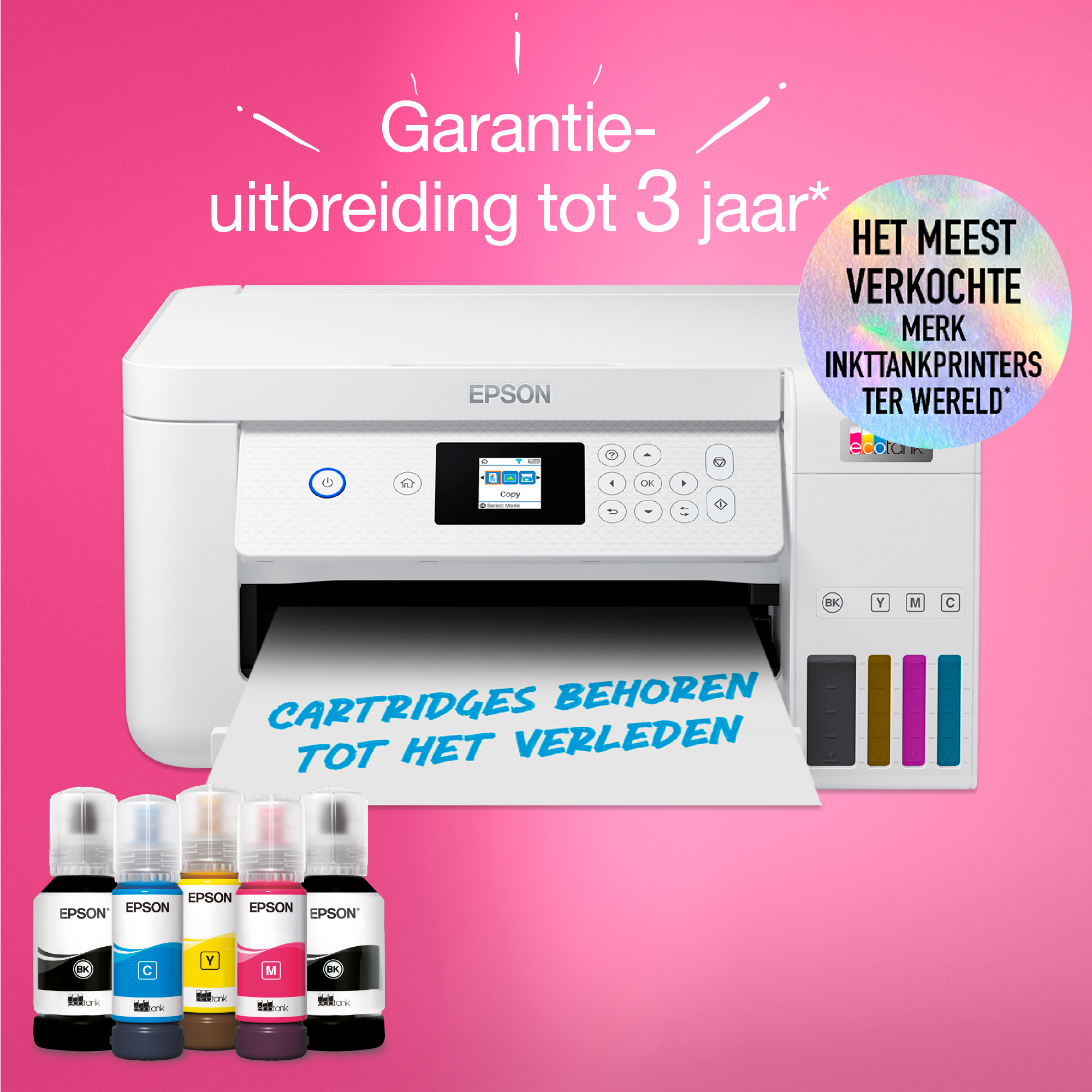 Printer Inkjet EPSON EcoTank ET-2856 Wit AIOFlat Kleur A4