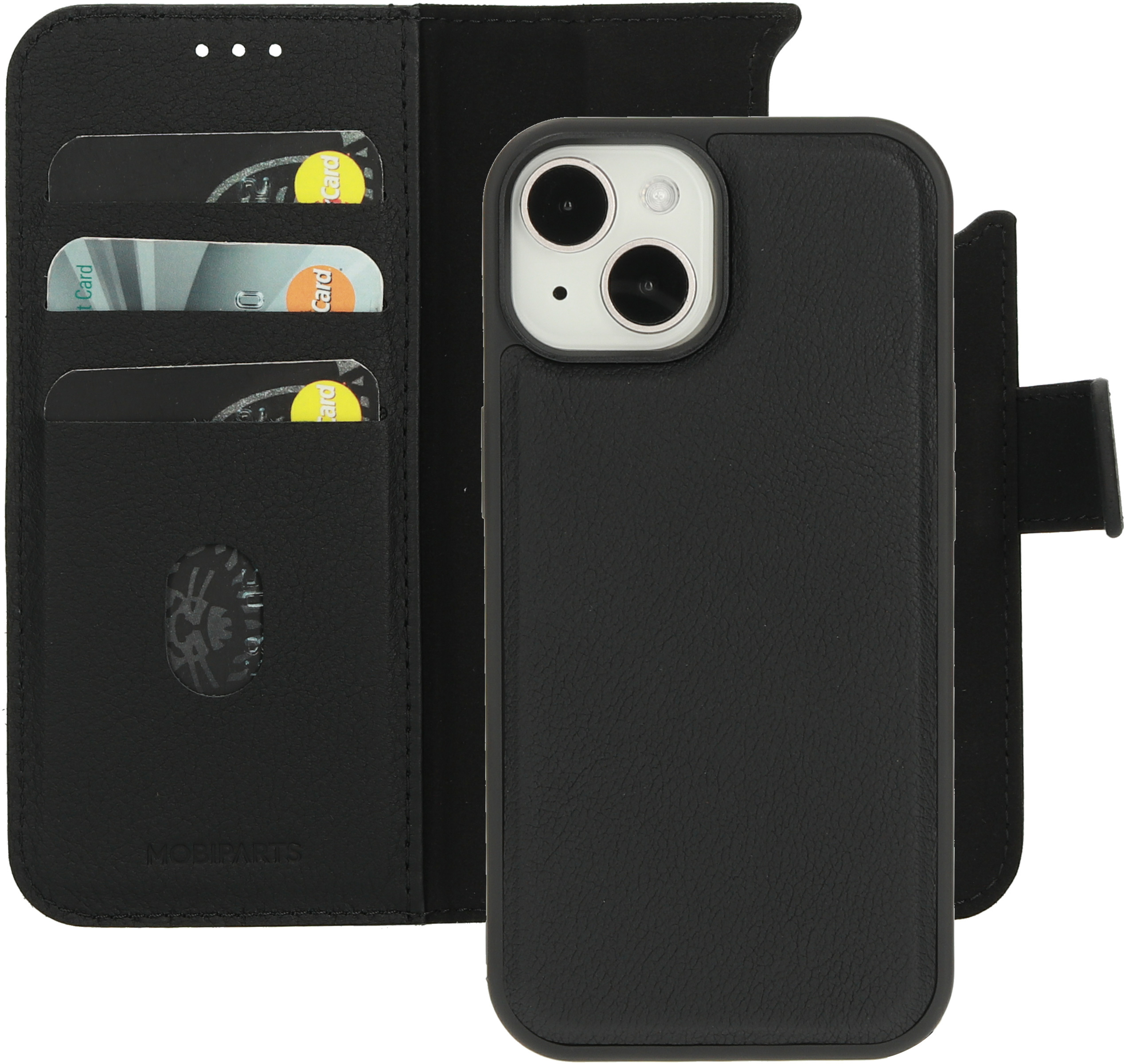 Mobiparts Leather 2 in1 Wallet Case iPhone 15 Black