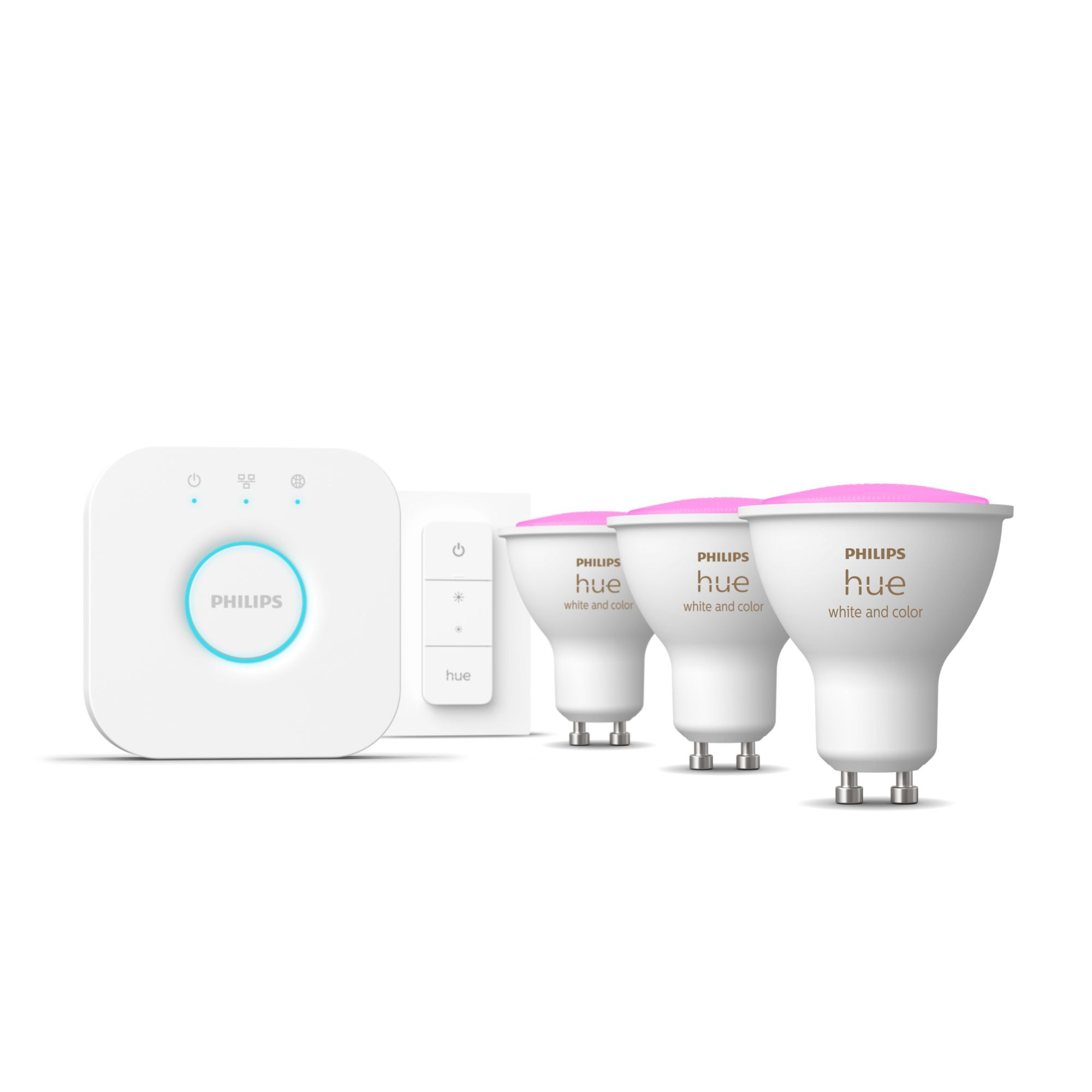 Starterkit PHILIPS HUE White ColorAmb GU10 x3 + Bridge + Dim