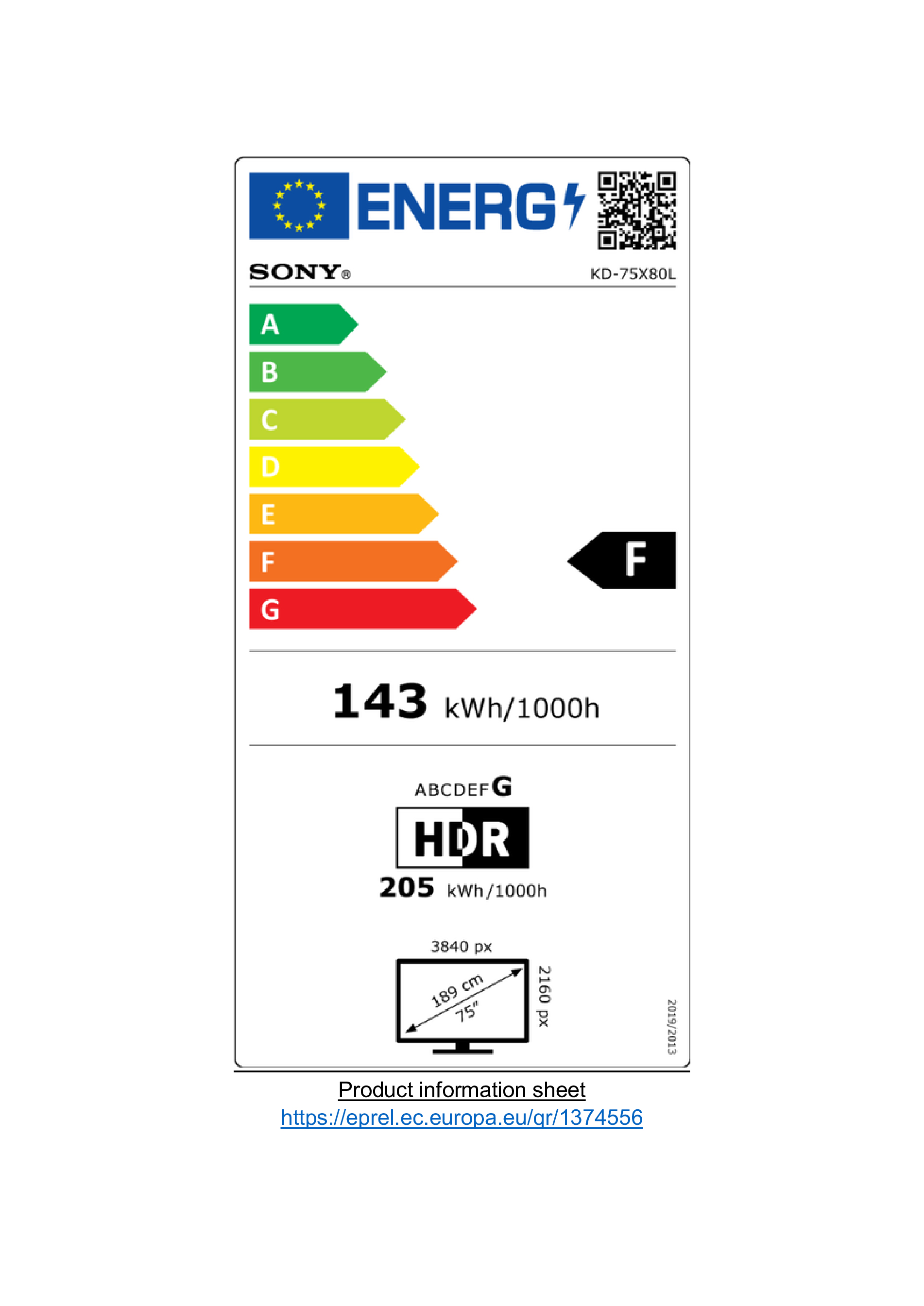 LED TV SONY KD75X80LAEP