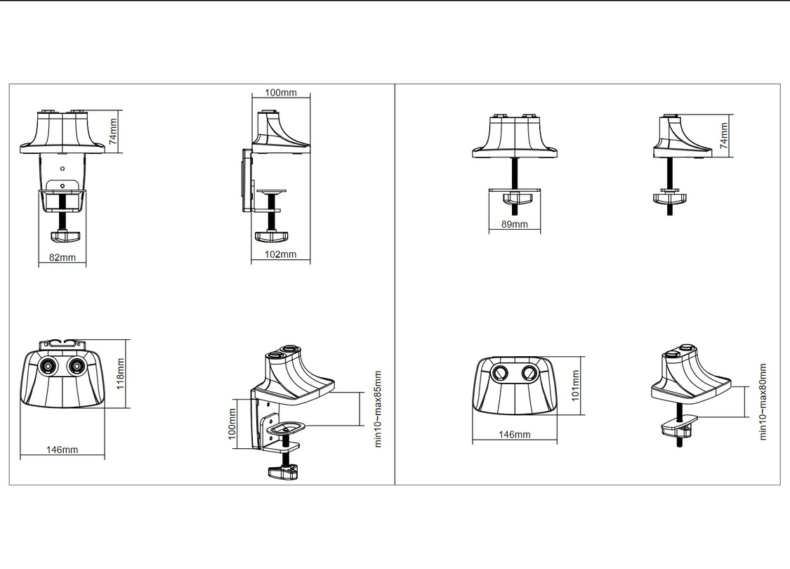 Multibrackets 3286 flat panel bureau steun 68,6 cm (27") Zwart, Zilver