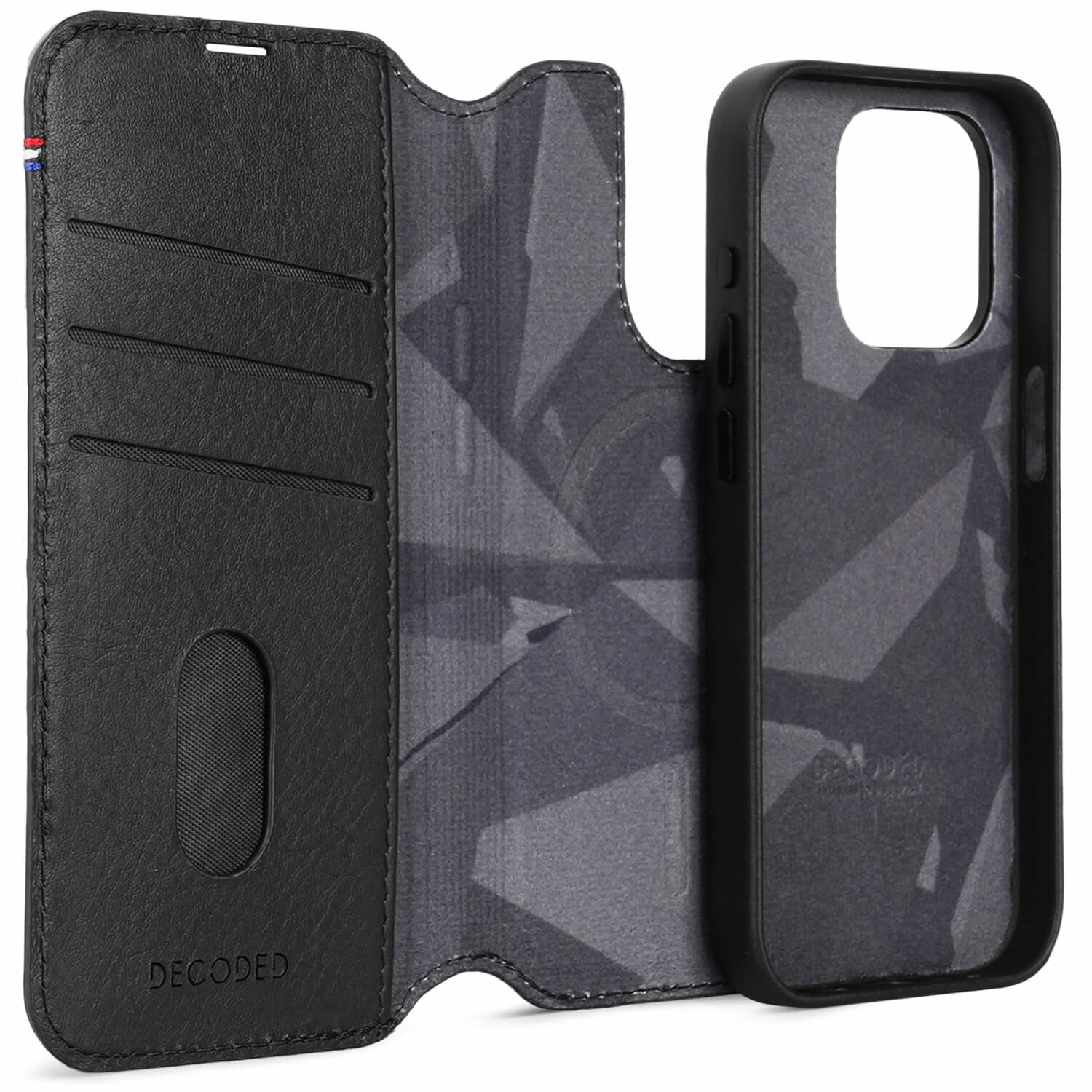 Tas DECODED Leather Detachable Wallet iPhone 15 Pro Black