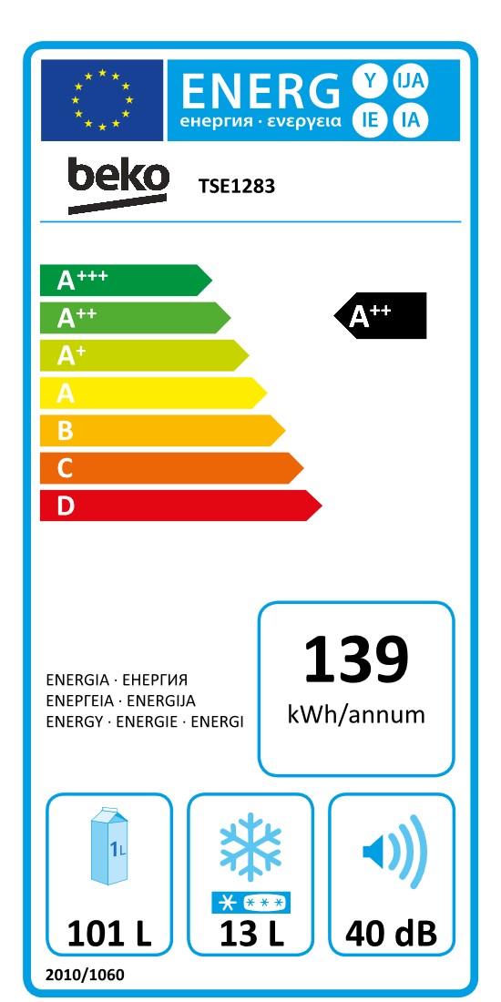 Beko TSE1283 frigo combine Pose libre 114 L Blanc