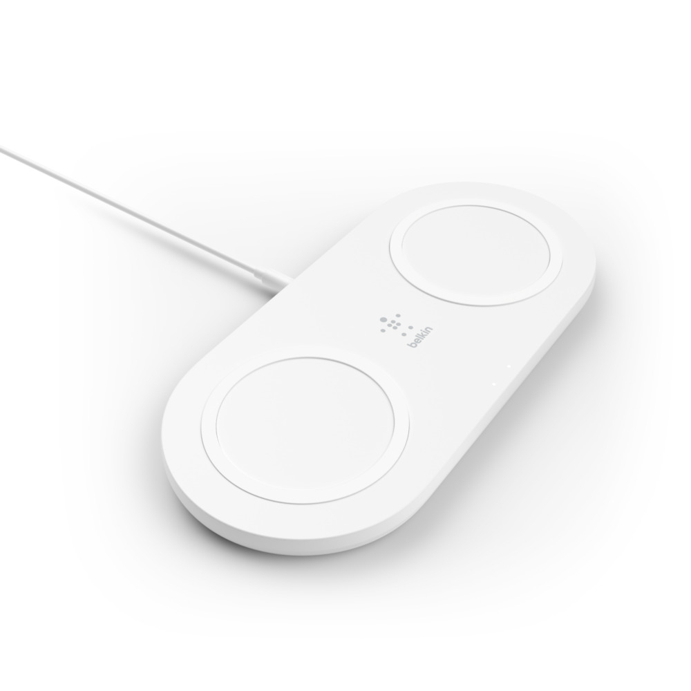 BELKIN WIRELESS CHARGING DUAL PADSWHITE & PSU 15W