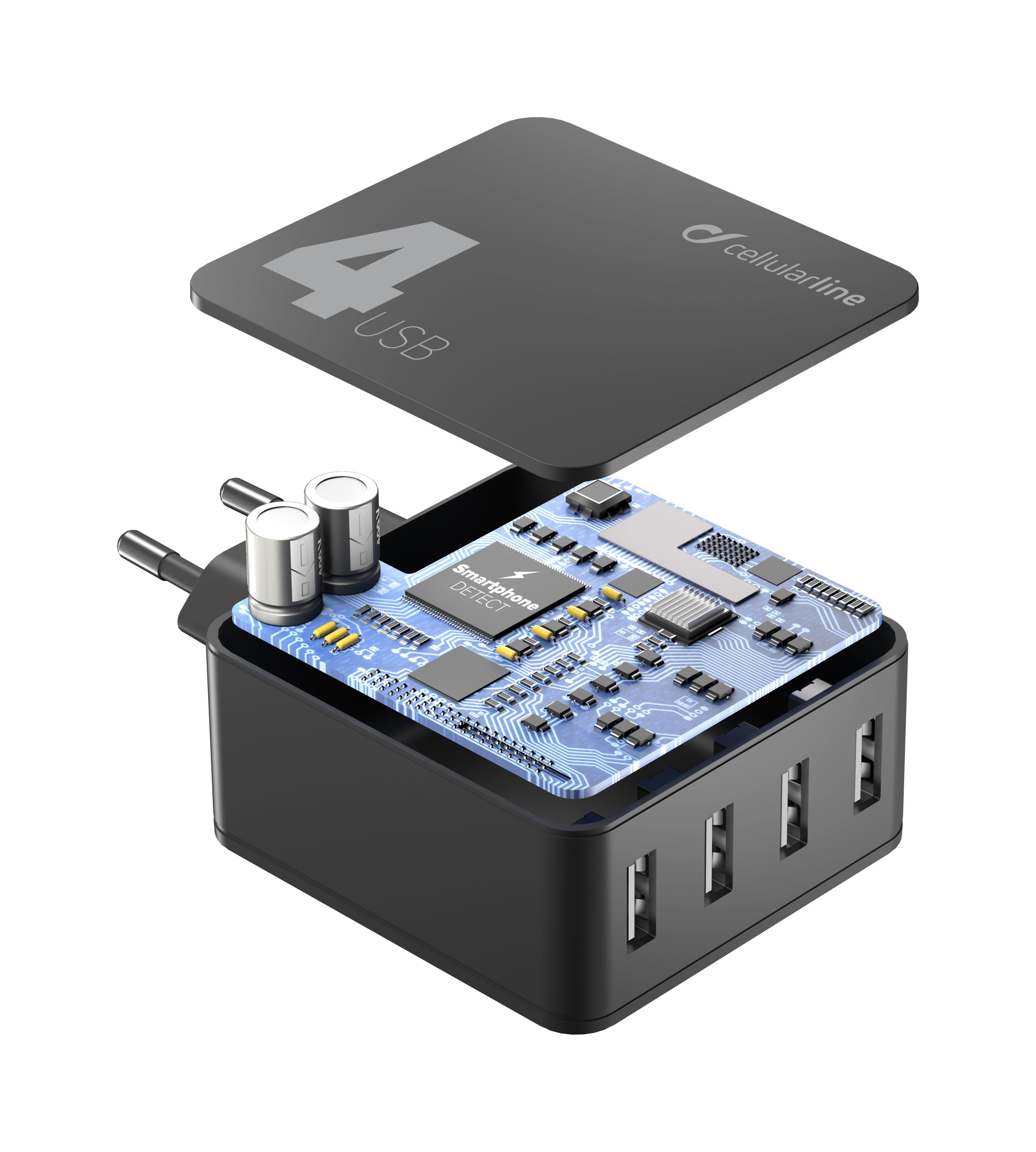 Cellularline ACHUSB442W Smartphone, Tablet Zwart AC Snel opladen Binnen