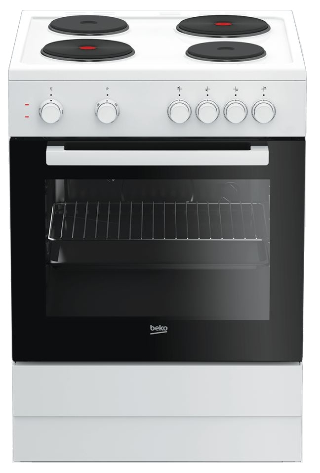 Beko FSS66000GW fornuis Vrijstaand fornuis Electrisch Gesealde plaat Zwart, Wit