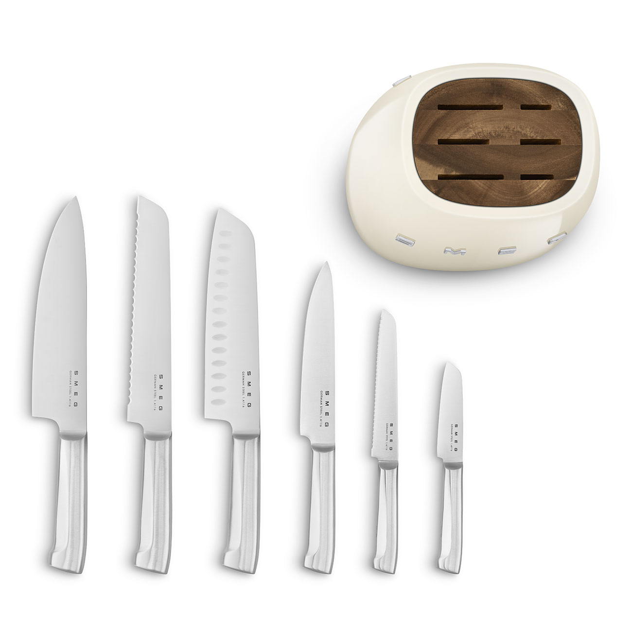 Messenblok SMEG KBSF02CR met 6 RVS-messen / crème