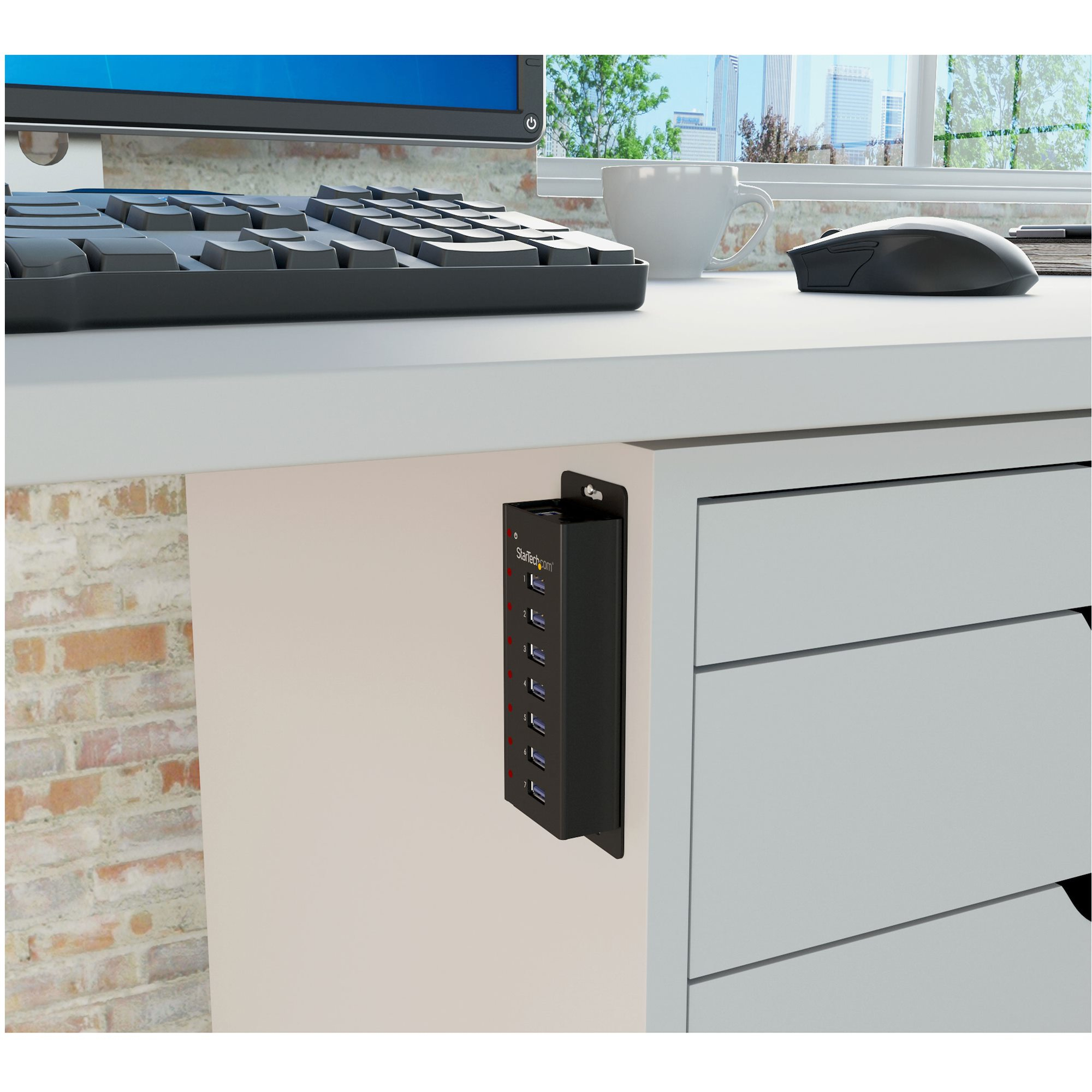 StarTech.com 7-poorts USB 3.0 hub - 5Gbps - op een desktop of op de wand monteerbare metalen behuizing