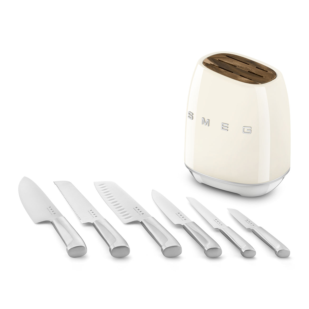 Messenblok SMEG KBSF02CR met 6 RVS-messen / crème