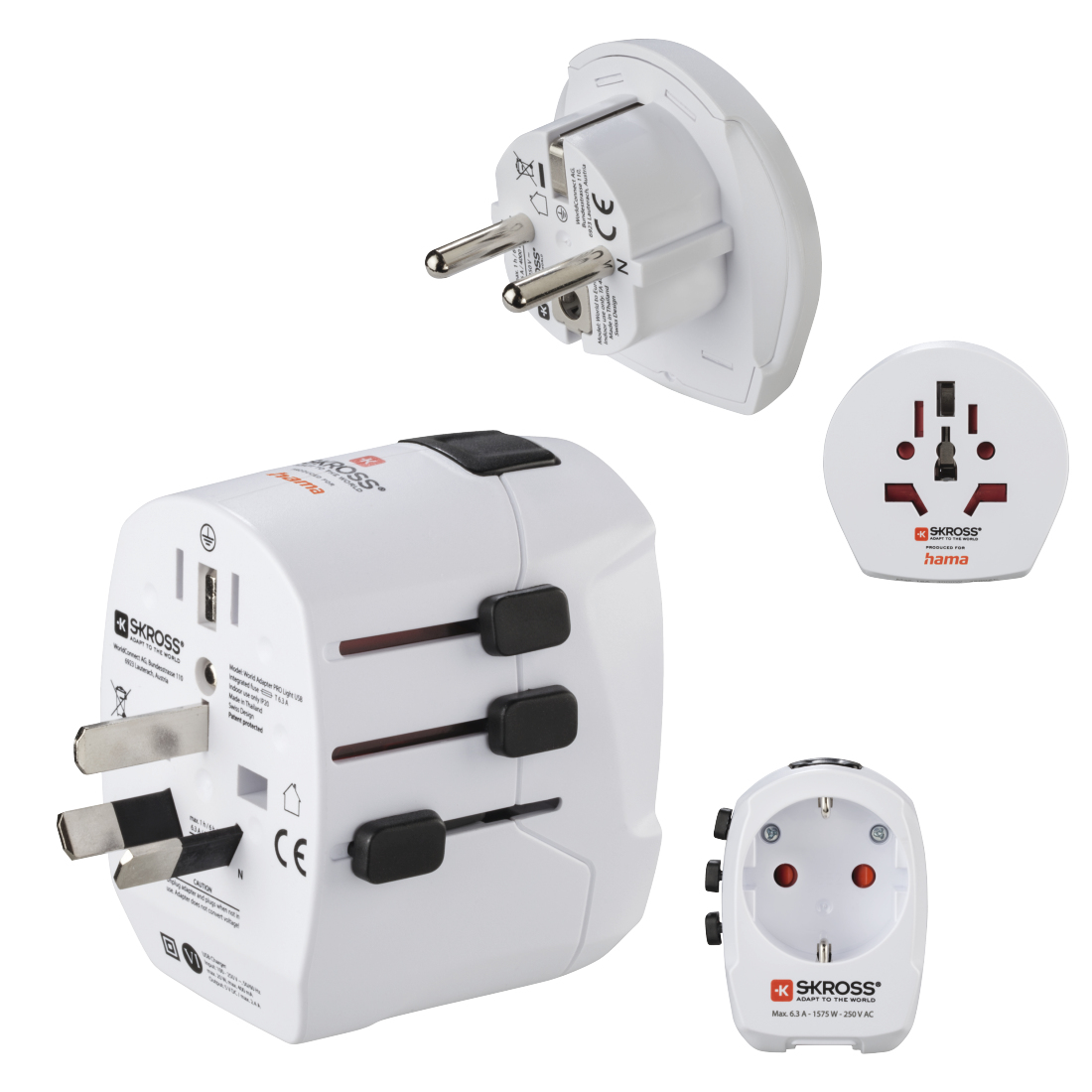 Hama WORLD Reisadapter 'World Travel Pro' + 2x USB-A