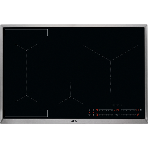 AEG IKE84445XB plaque Noir, Acier inoxydable Intégré 80 cm Plaque avec zone à induction 4 zone(s)