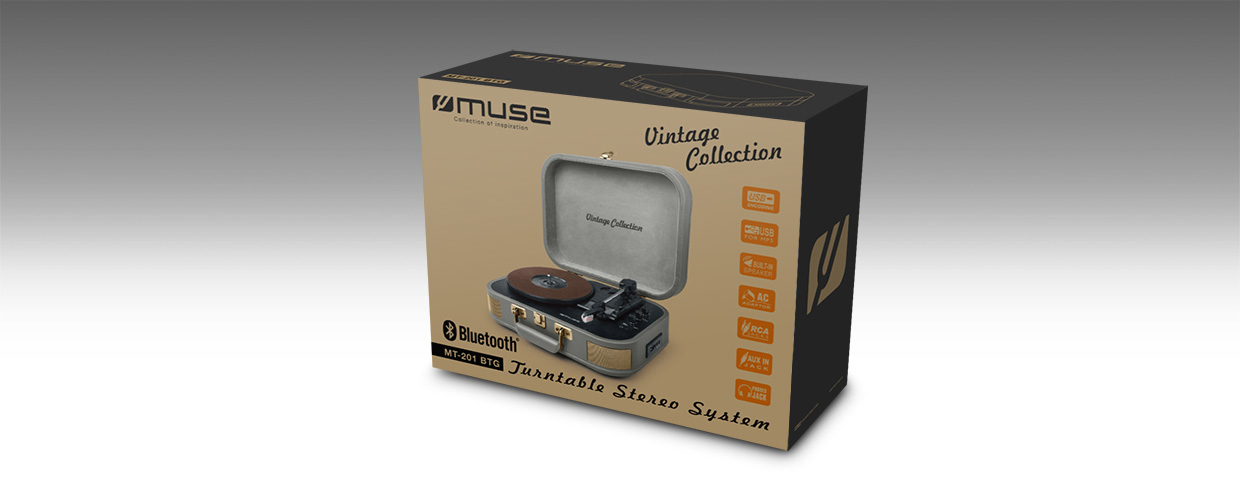 Platenspeler MUSE MT-201 BTG grijs