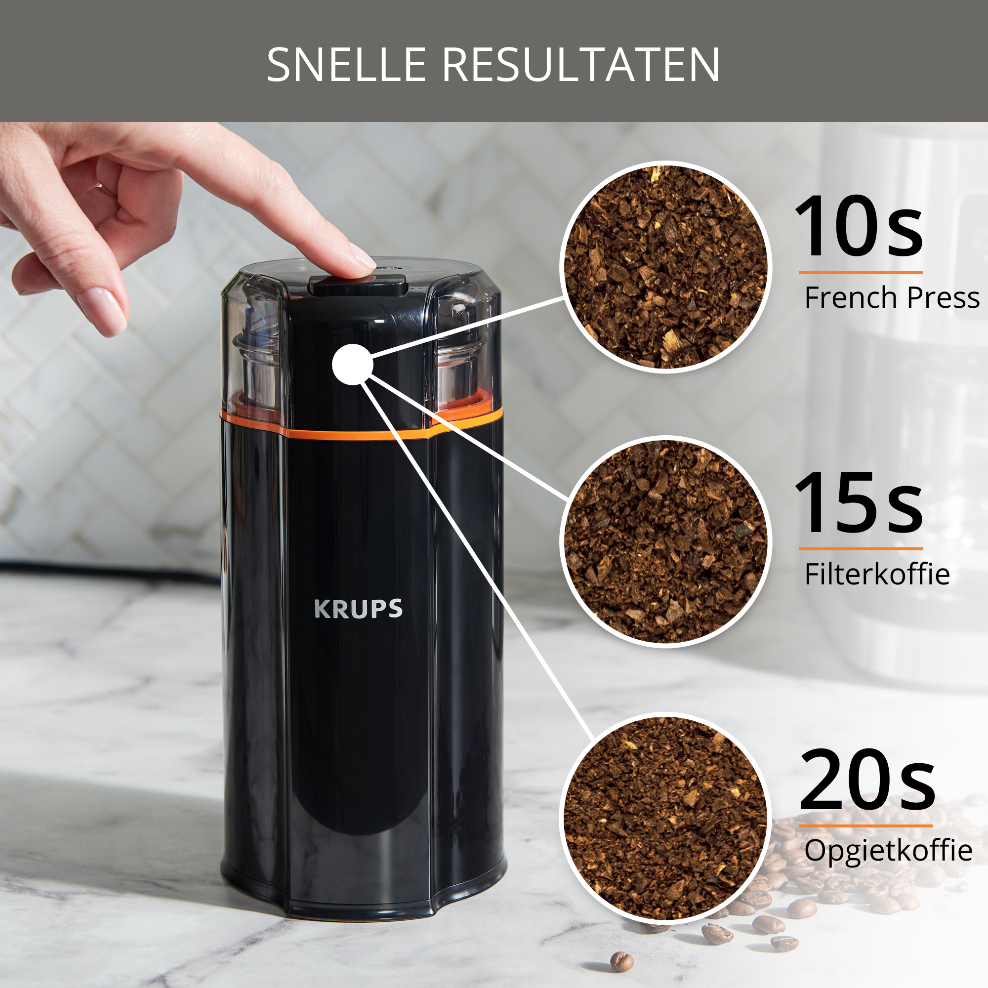 Koffiemolen KRUPS GX332810 Silent Vortex Grinder
