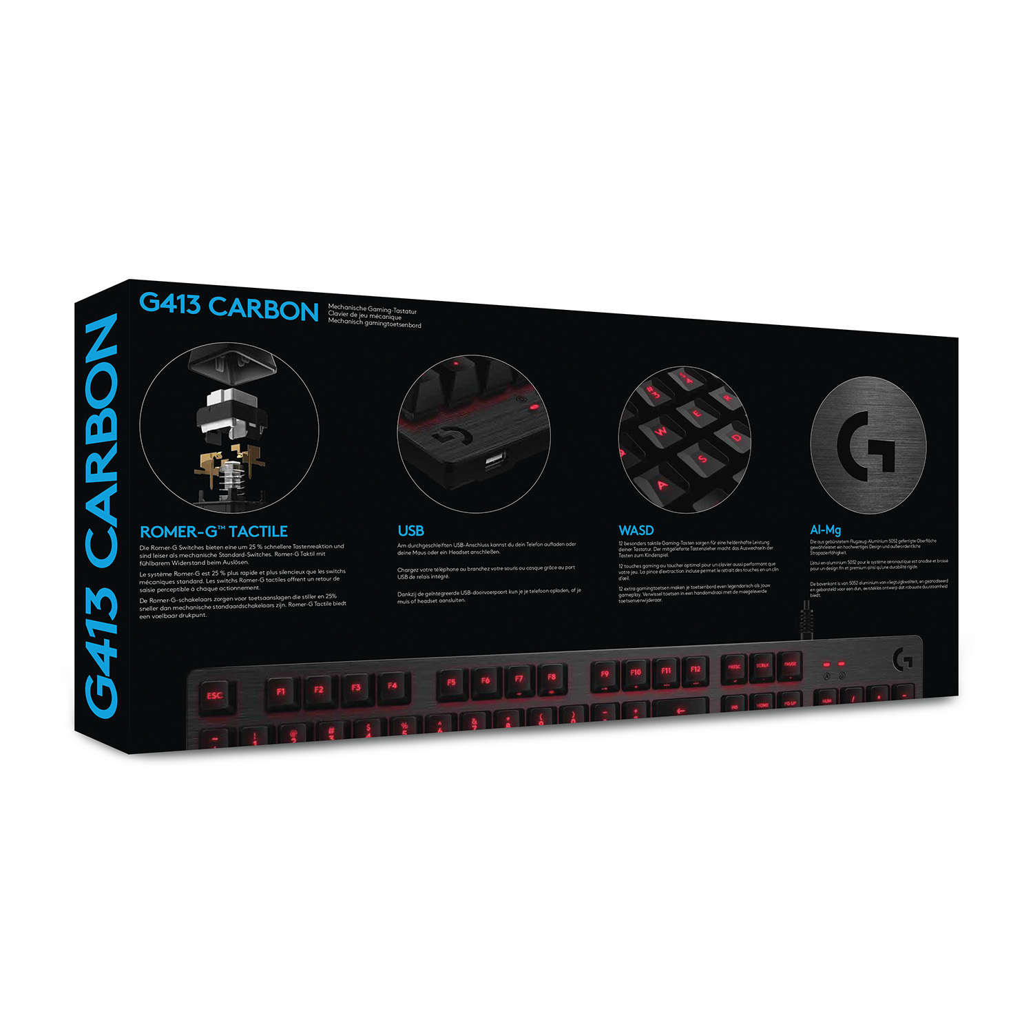 Logitech G413 toetsenbord USB AZERTY Belgisch Zwart