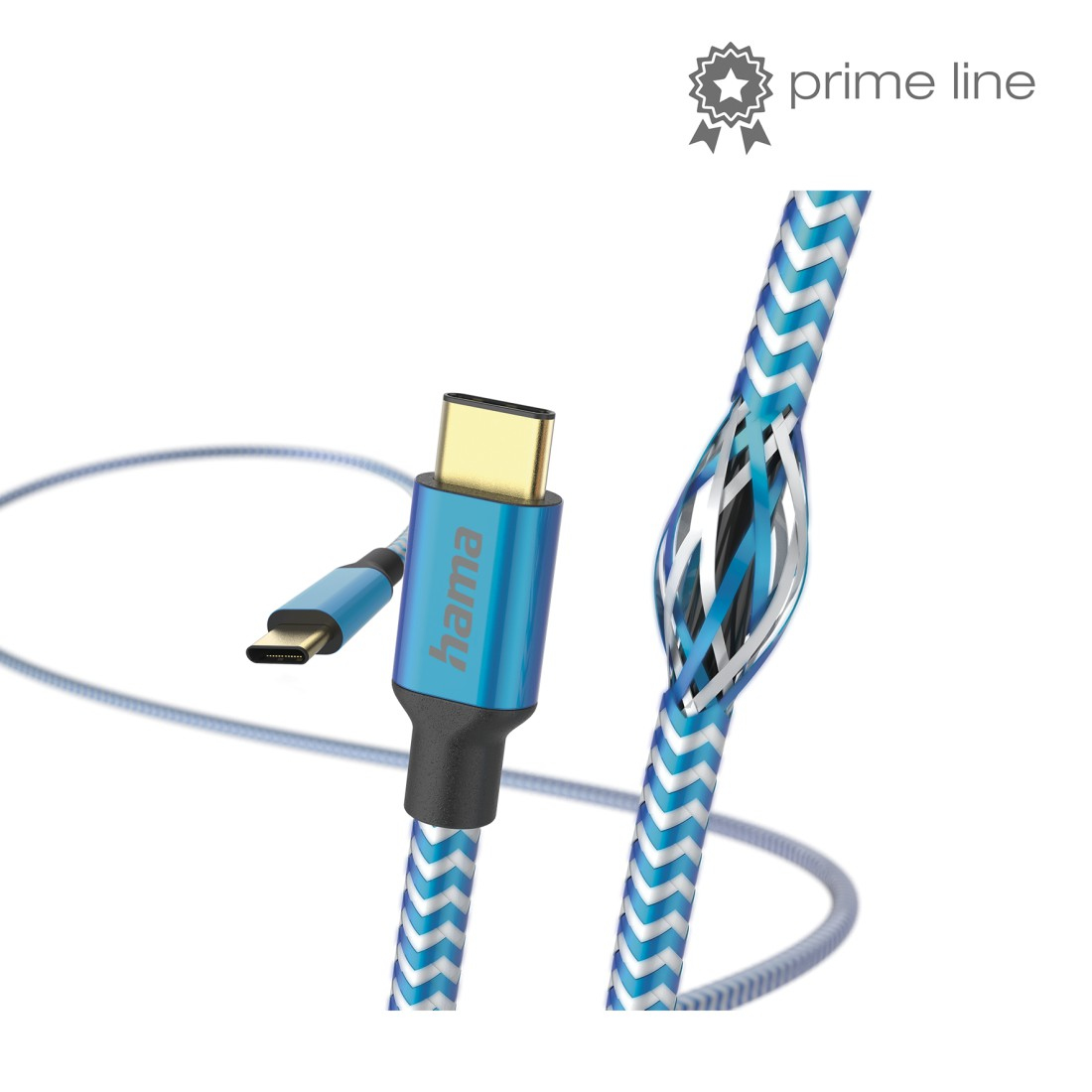 Kabel USB HAMA Reflective USB-C > USB-C 1.5M Blauw
