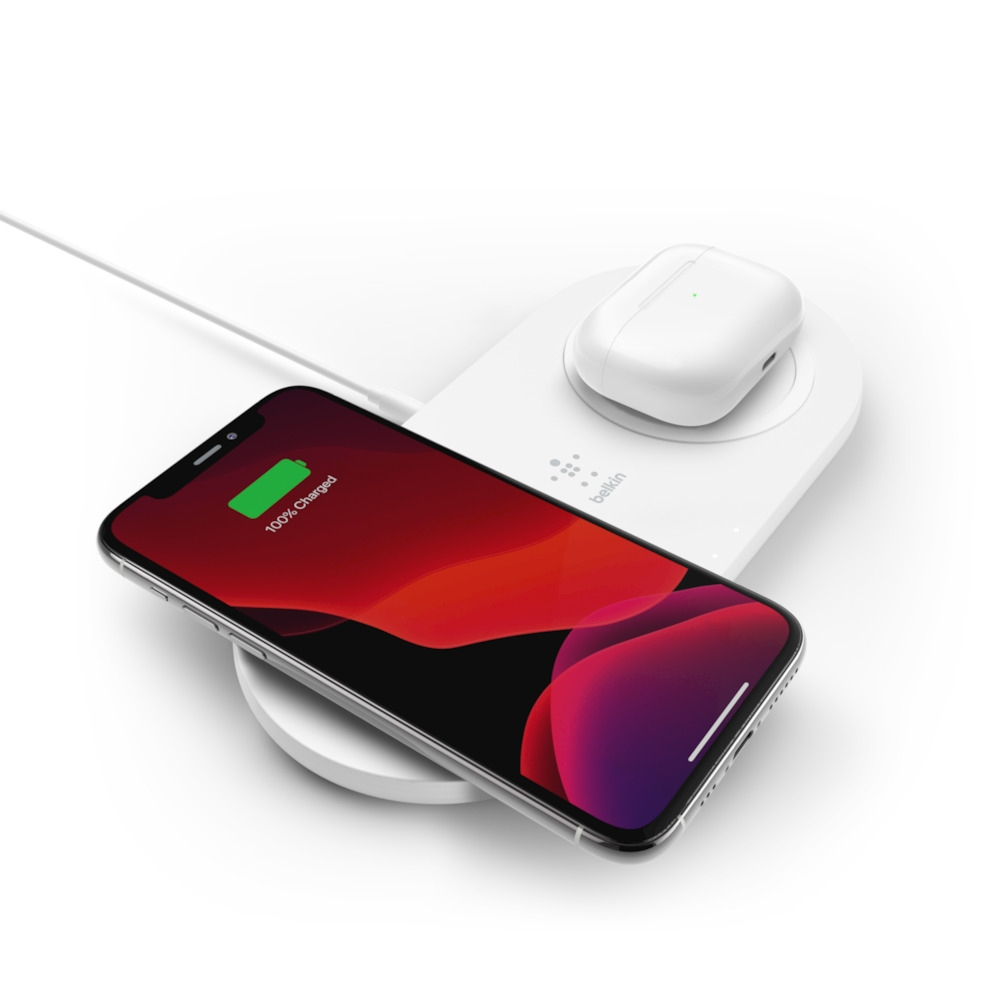 BELKIN WIRELESS CHARGING DUAL PADSWHITE & PSU 15W