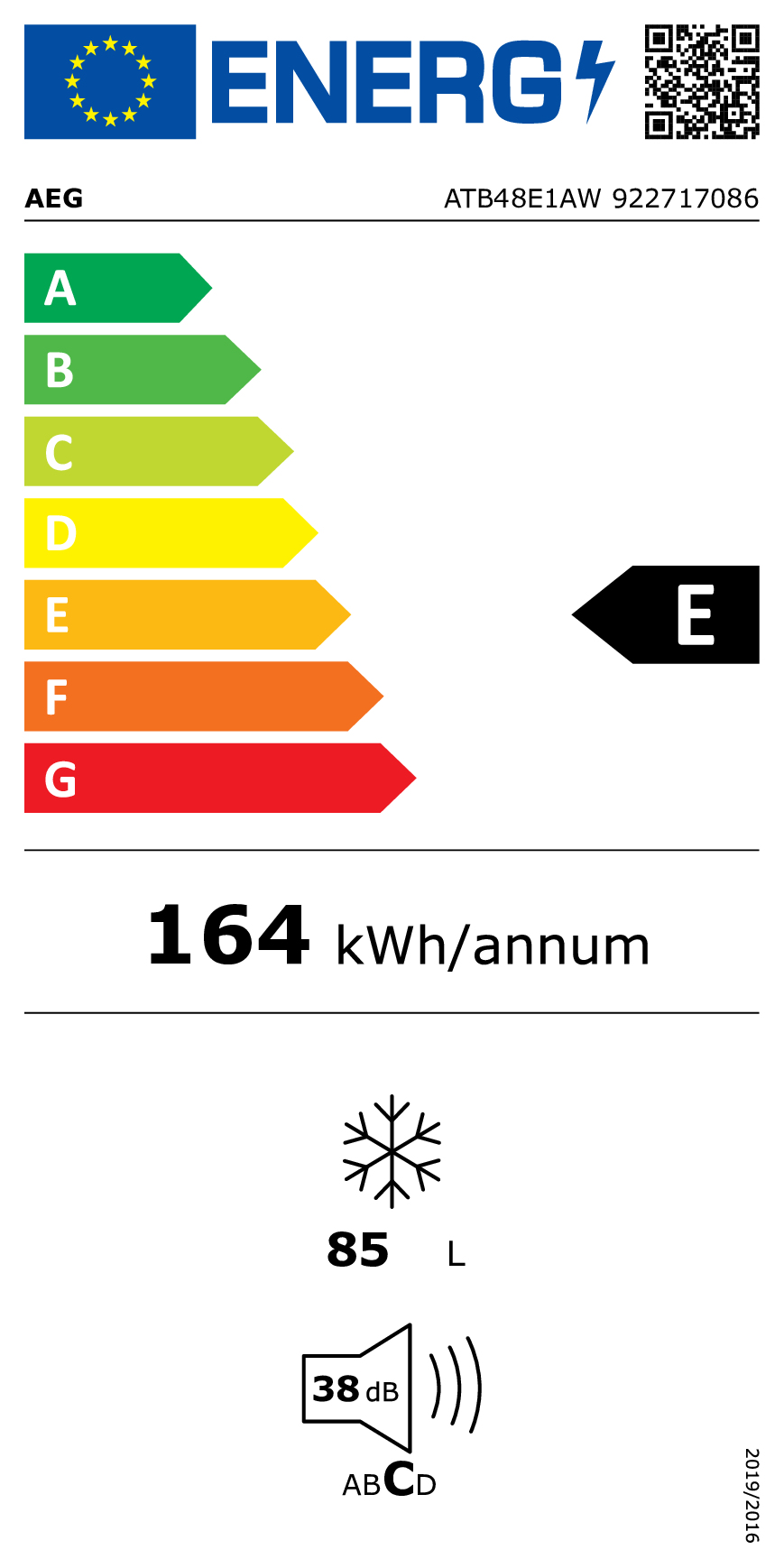 Tafeldiepvries AEG ATB48E1AW / 84,5cm / E / LowFrost