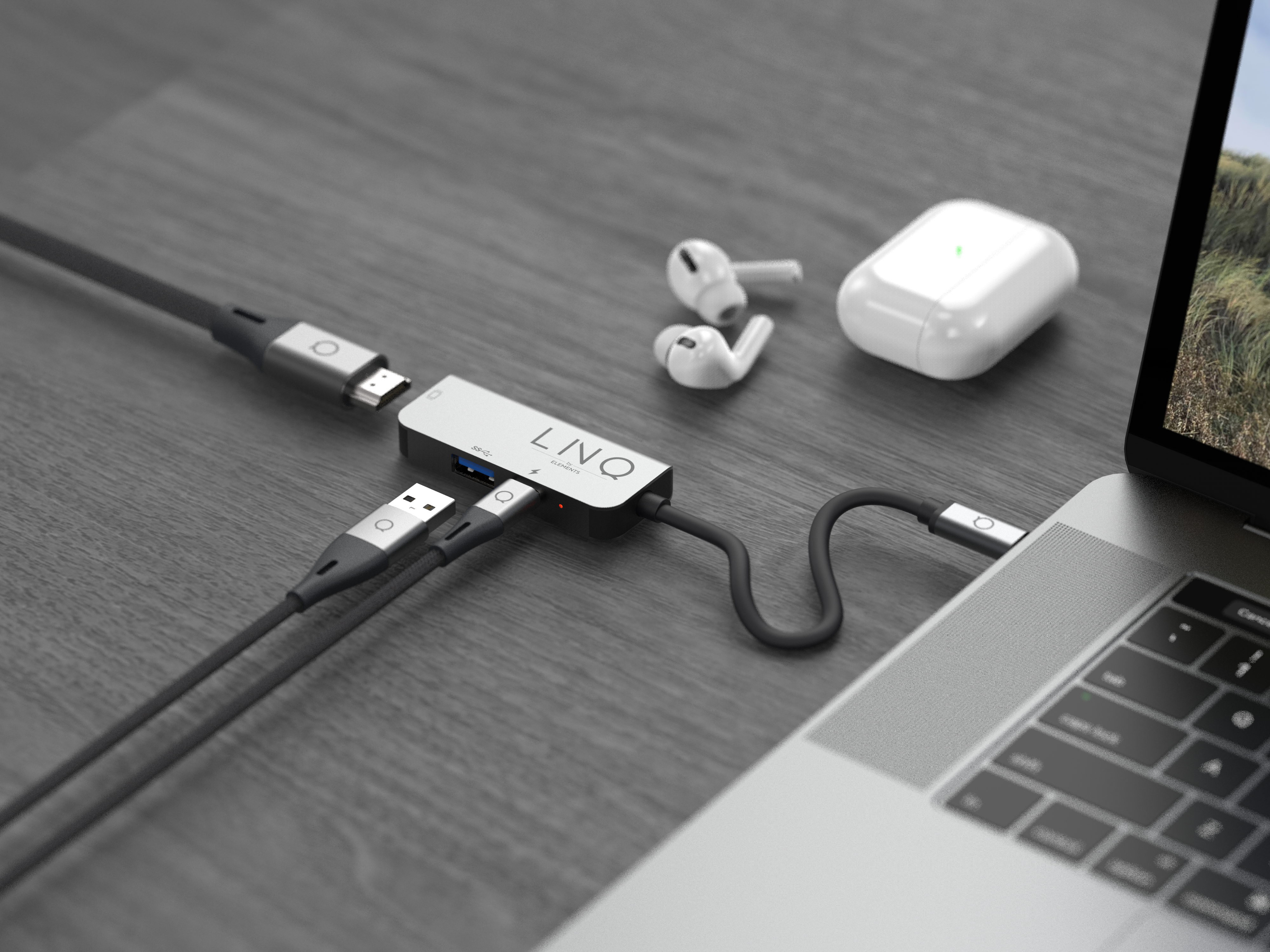 Linq 3 in 1 USB-C Hub, HDMI 4K/60Hz + USB-C 100W + USB-A 3.2 Gen1