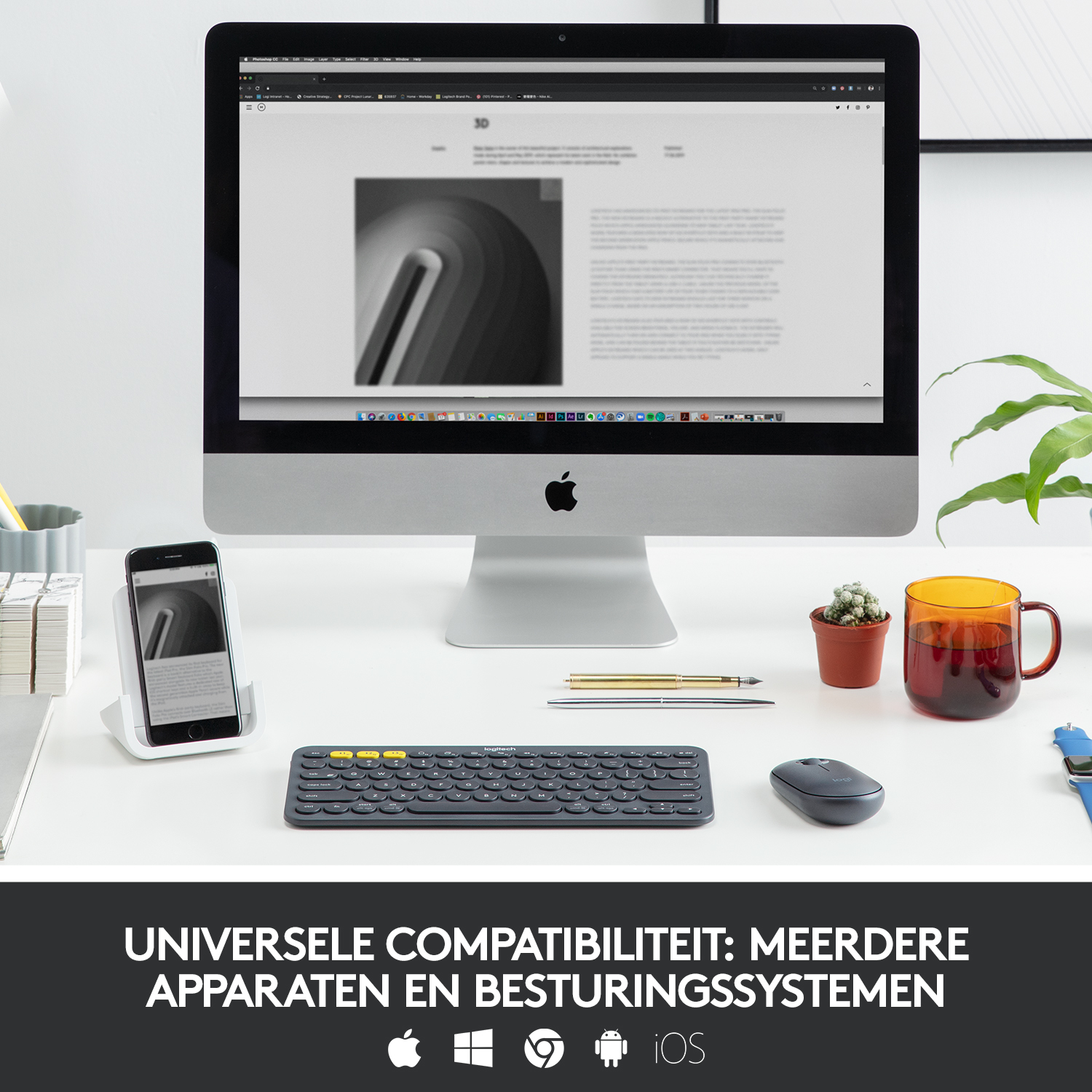 Logitech K380 Multi-Device toetsenbord Universeel Bluetooth AZERTY Frans Grijs