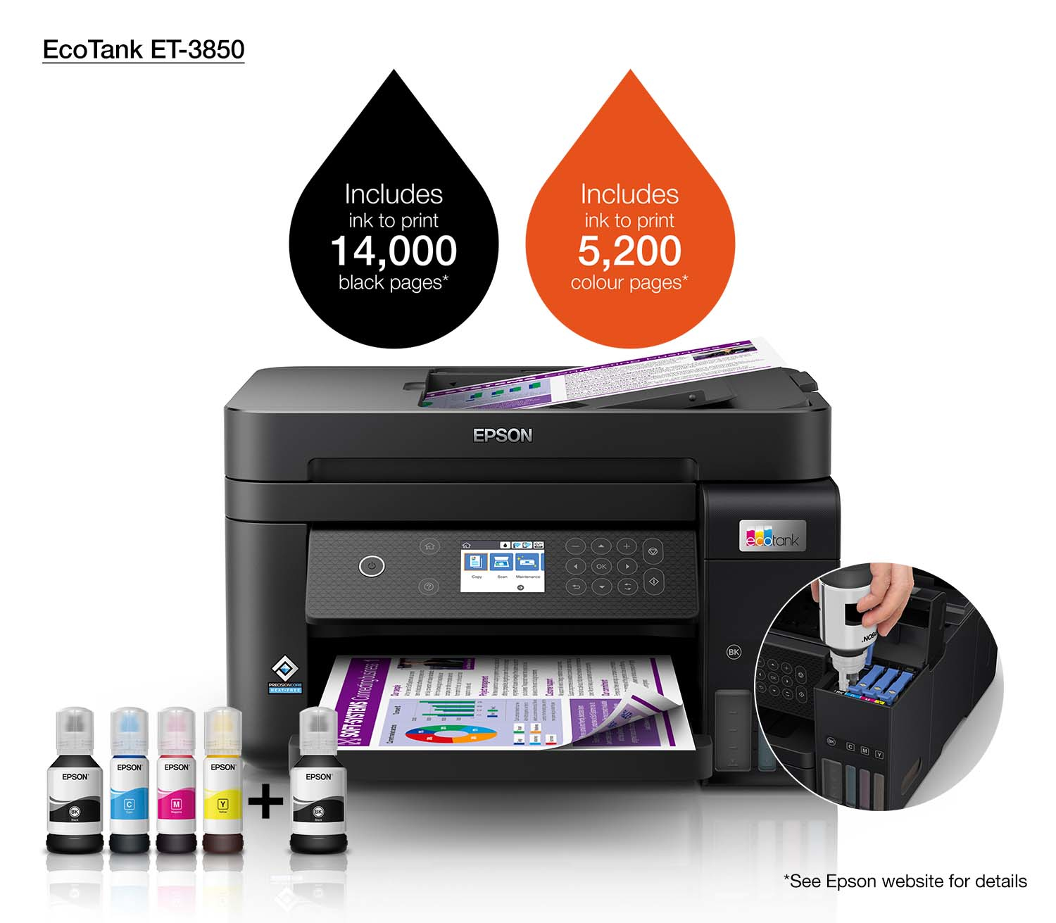 Printer Inkjet EPSON Ecotank ET-3850 AIO Kleur A4