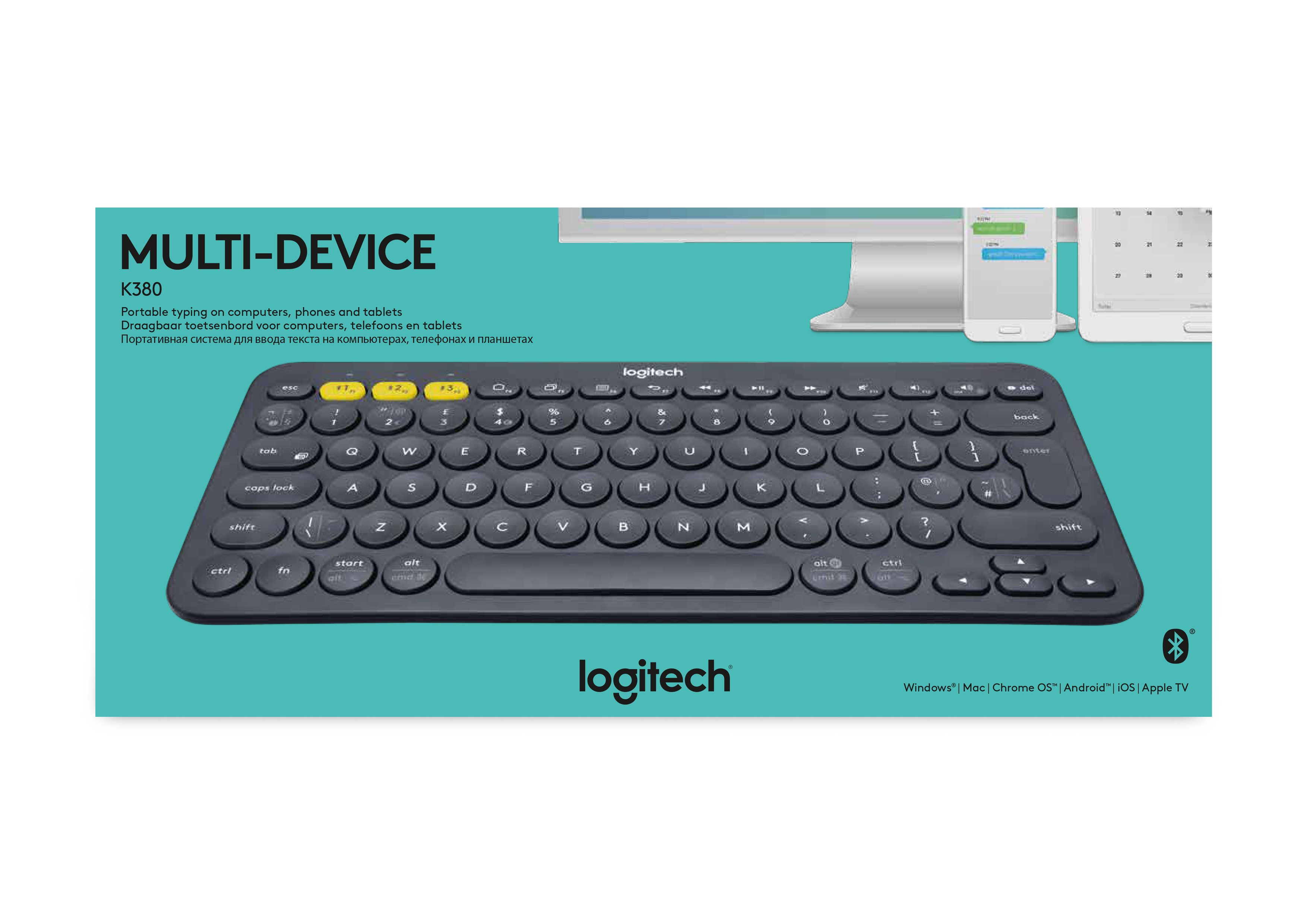 Logitech K380 Multi-Device toetsenbord Universeel Bluetooth AZERTY Frans Grijs