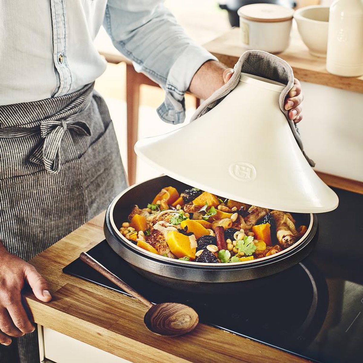 Tajine EMILE HENRY 20.EH776632 Delight / Ø33cm / 4L / wit deksel