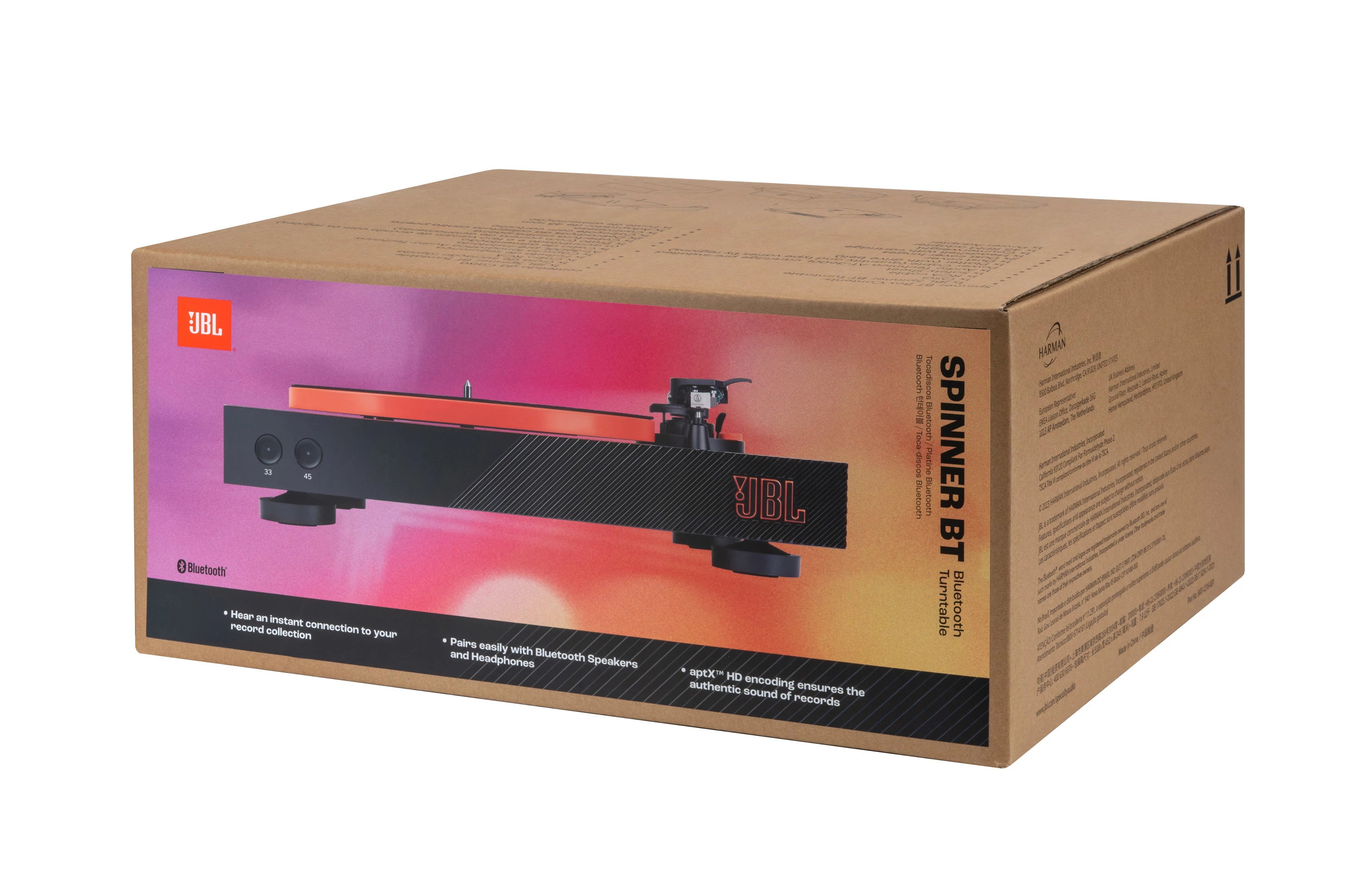 JBL SPINNERBTBLKEU BLUETOOTH TURNTABLE BLACK AND ORANGE