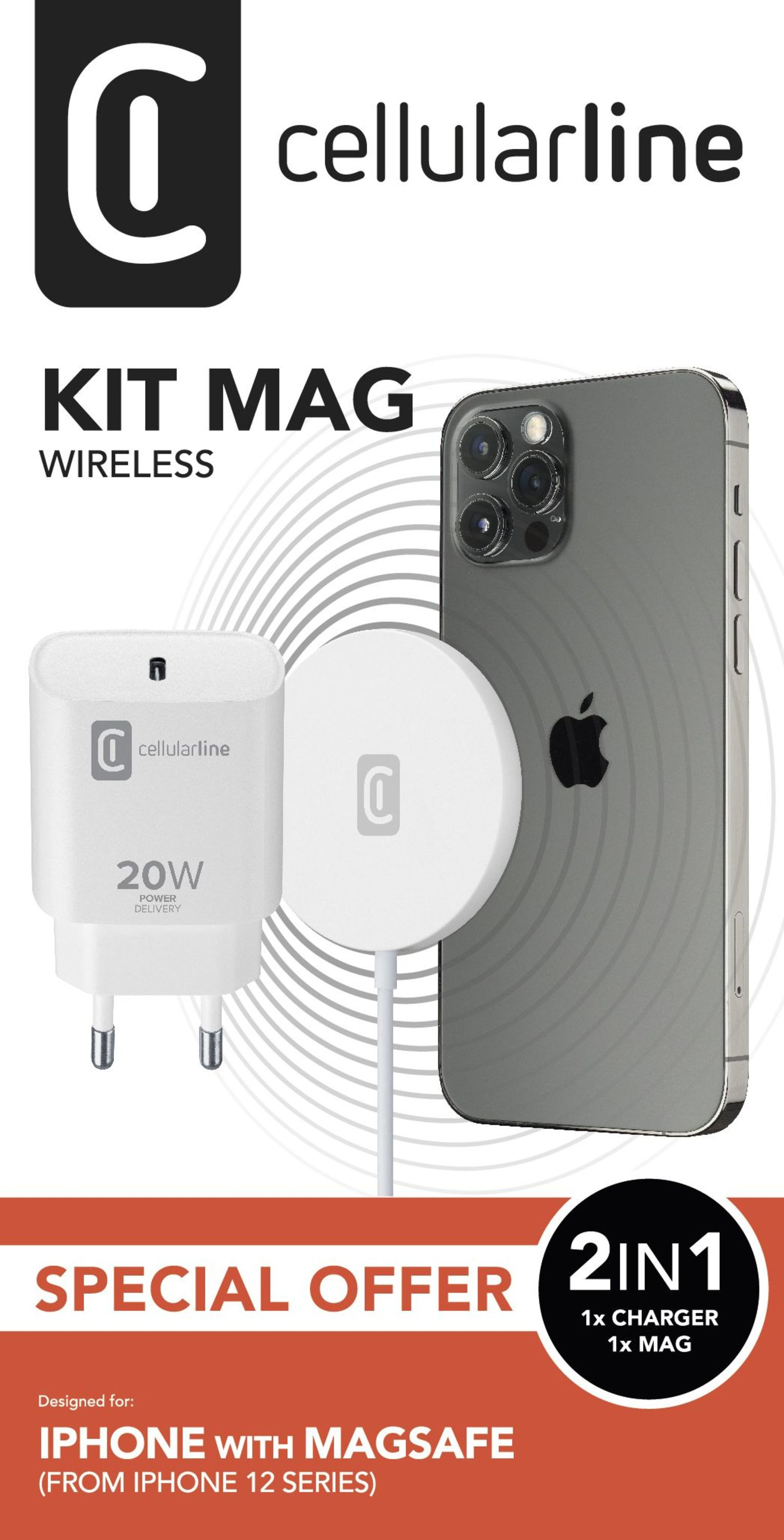 Magsafe Kit Cellularline 20W Wit