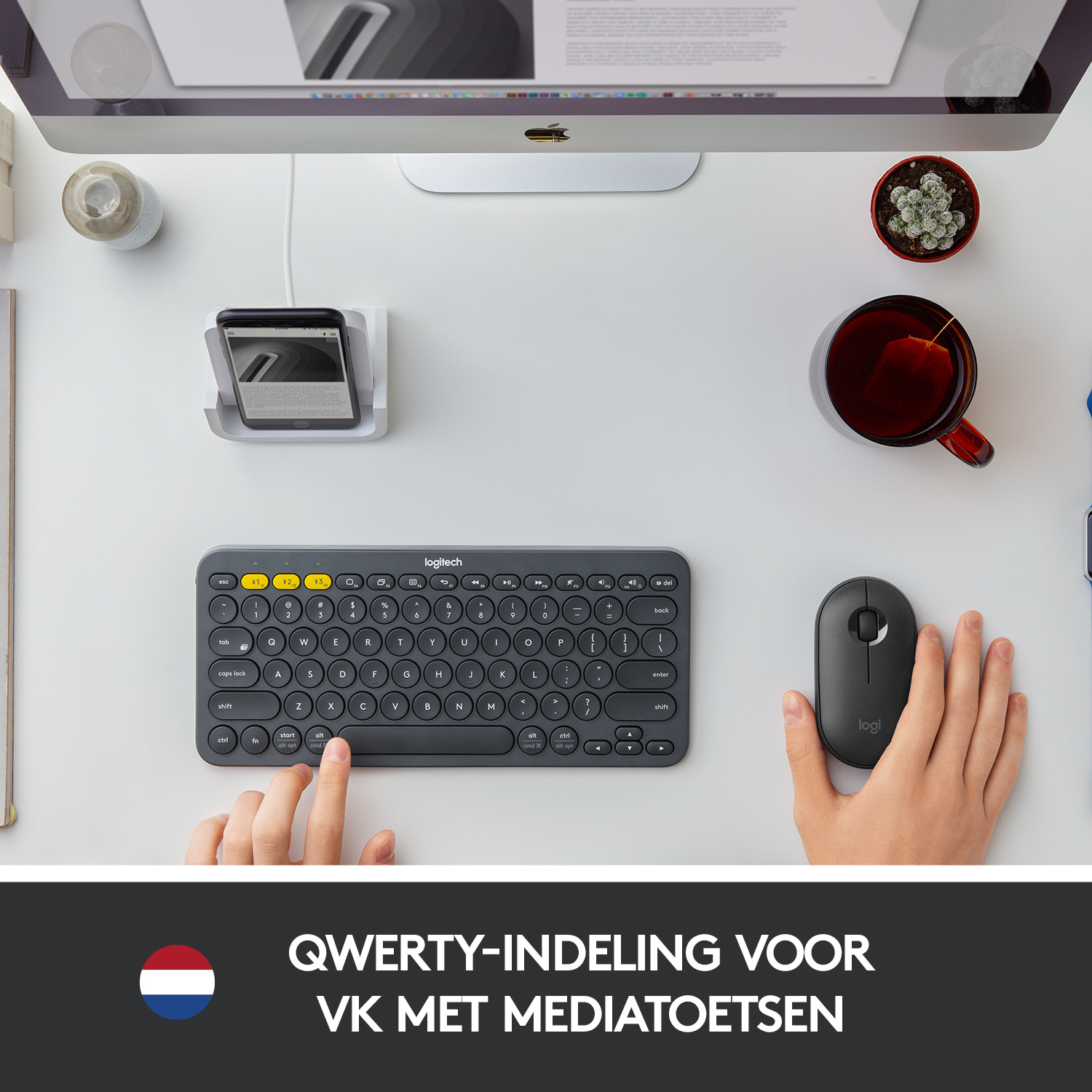 Logitech K380 Multi-Device toetsenbord Universeel Bluetooth AZERTY Frans Grijs