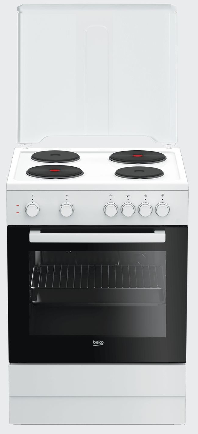 Beko FSS66000GW fornuis Vrijstaand fornuis Electrisch Gesealde plaat Zwart, Wit