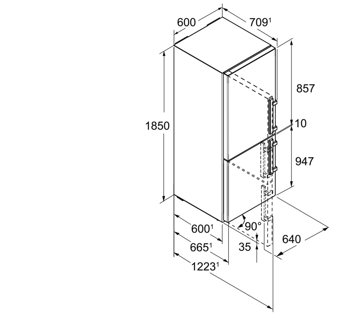 Liebherr SWTNes 4285 Pose libre 289 L D Acier inoxydable