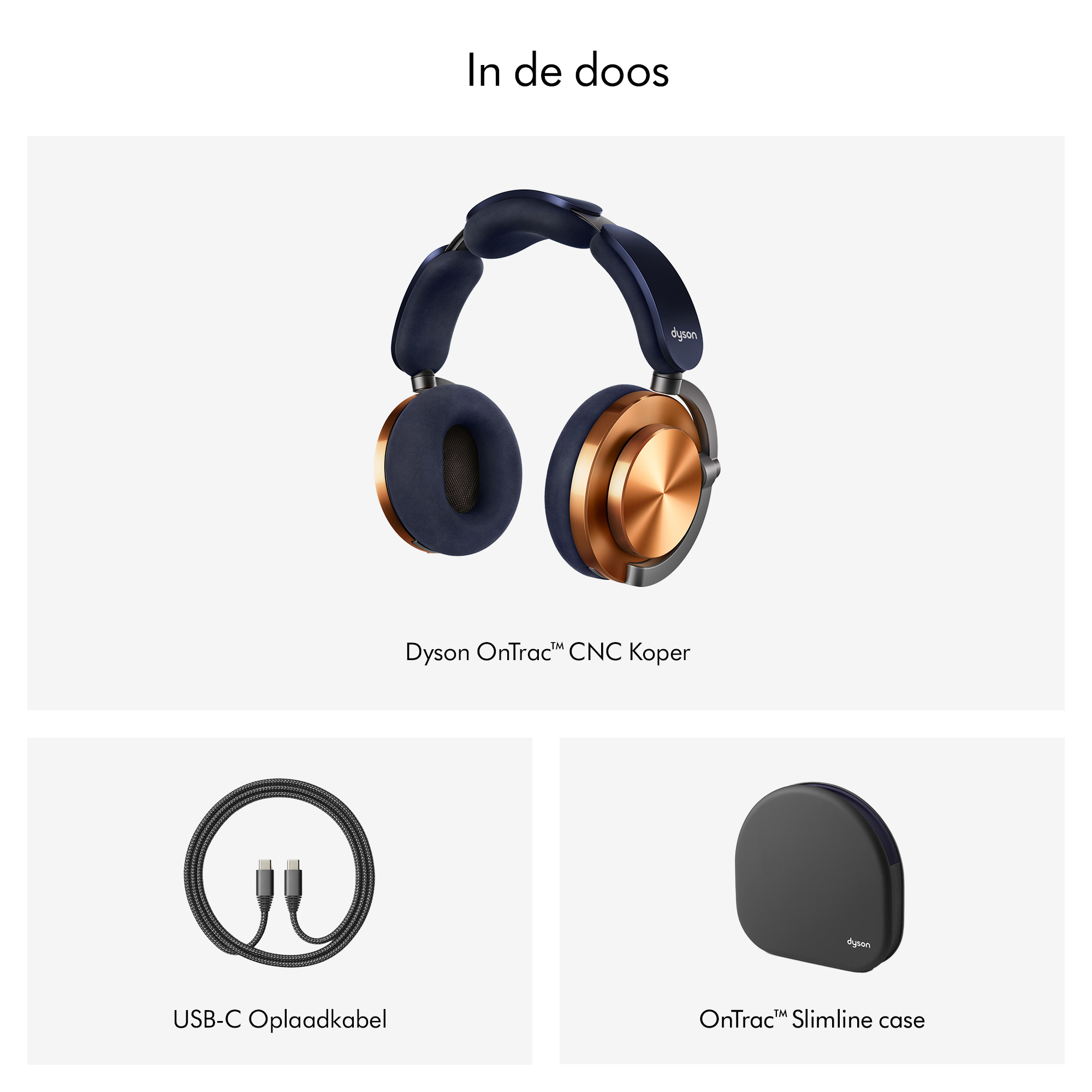 Dyson OnTrac Headset Draadloos Hoofdband Oproepen/muziek USB Type-C Bluetooth Koper