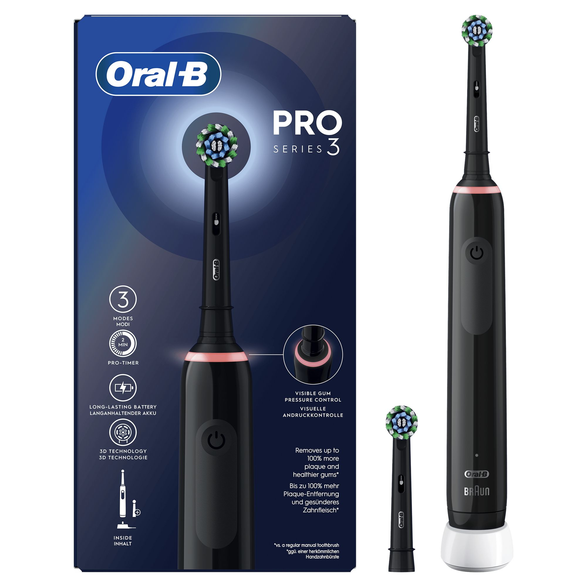 Brosse à dents BRAUN Oral-B Pro 3 3000 cross action Black