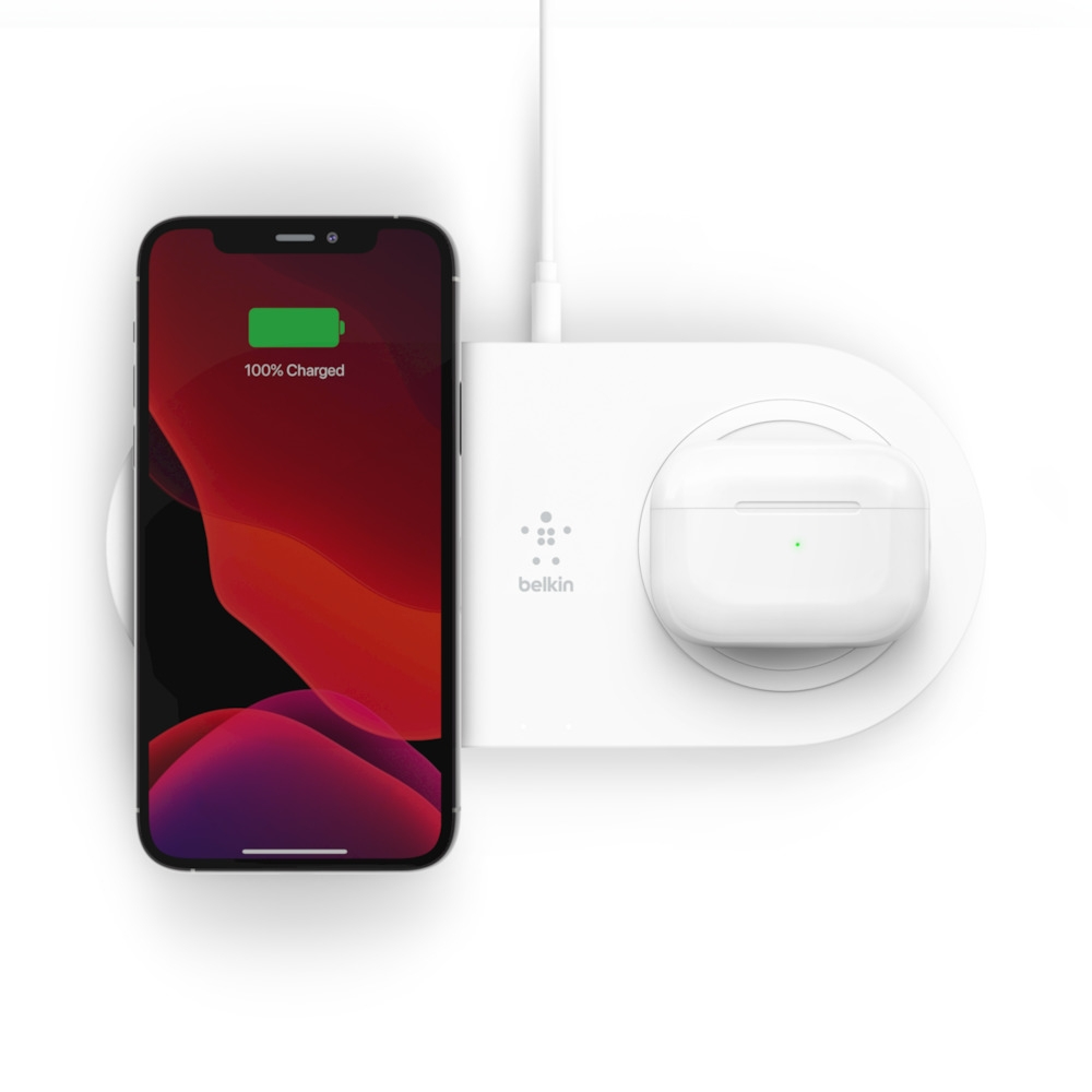 BELKIN WIRELESS CHARGING DUAL PADSWHITE & PSU 15W