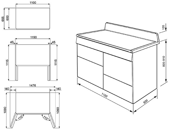Smeg TR4110IBL fornuis Vrijstaand fornuis Electrisch Inductiekookplaat zones Zwart A