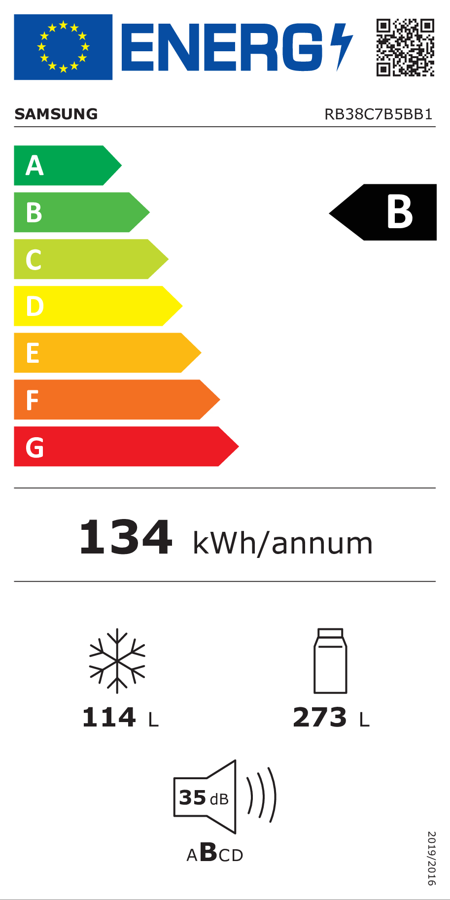 Samsung Réfrigérateur Combiné RB38C7B5BB1/EF