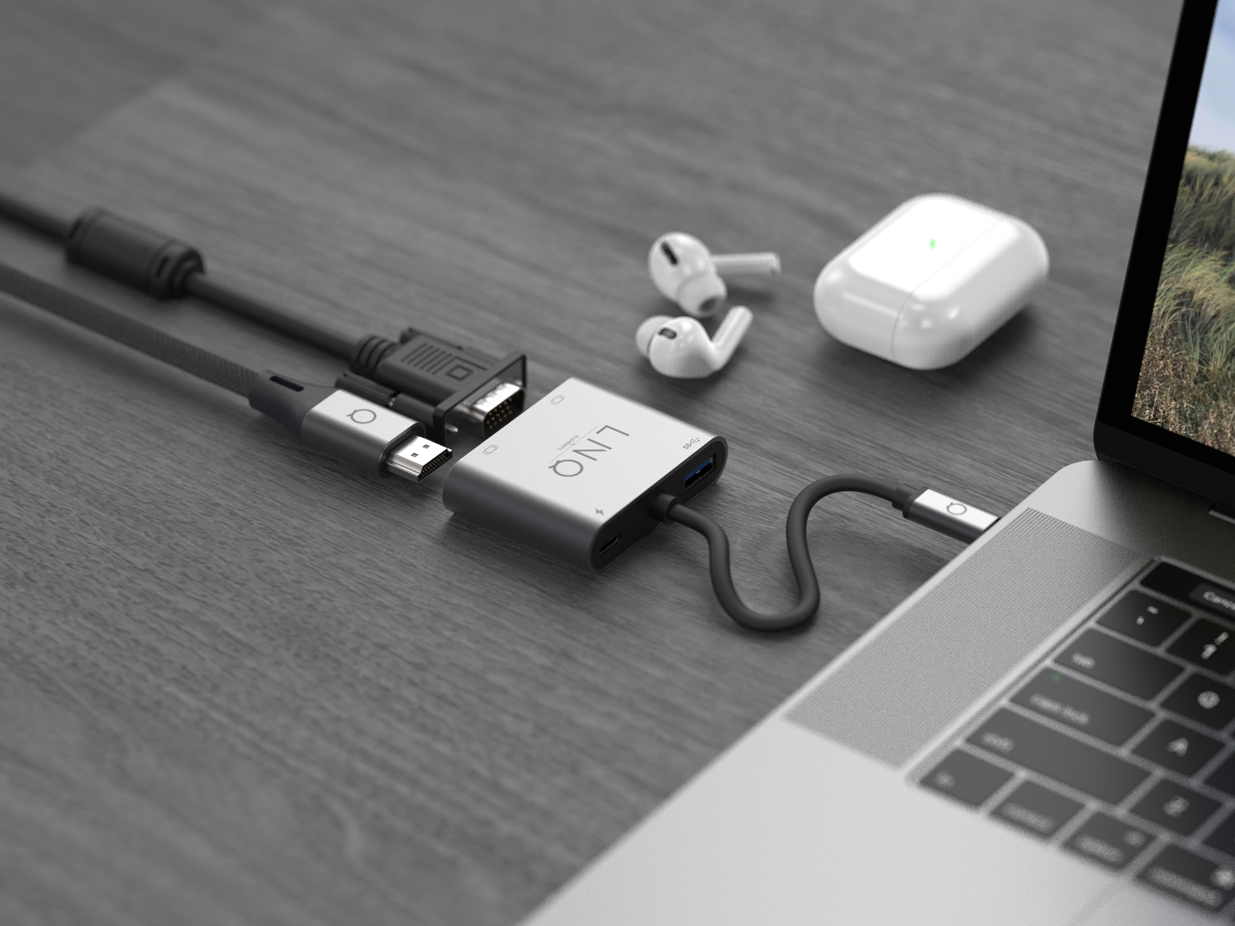 Linq 4 in 1 USB-C Hub HDMI 4K/60Hz + VGA + USB-C 100W + USB-A 3.2Gen1 