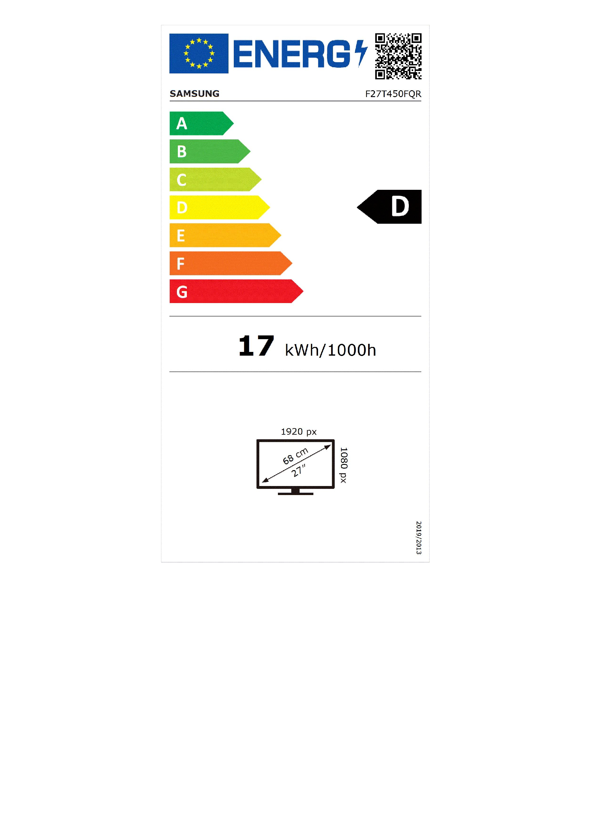 Monitor Samsung LF27T450FQRXEN 27' FHD 75Hz 16:9 Zwart