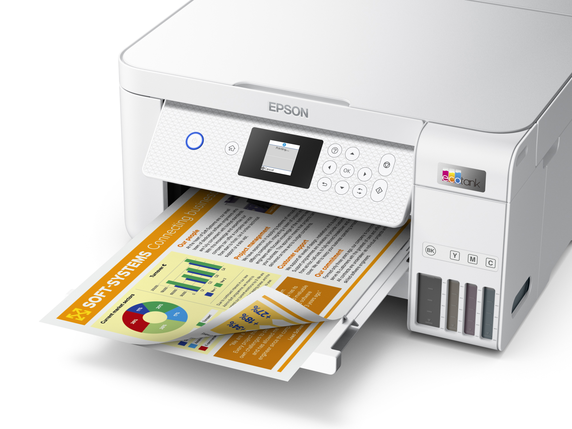 Printer Inkjet EPSON EcoTank ET-2856 Wit AIOFlat Kleur A4