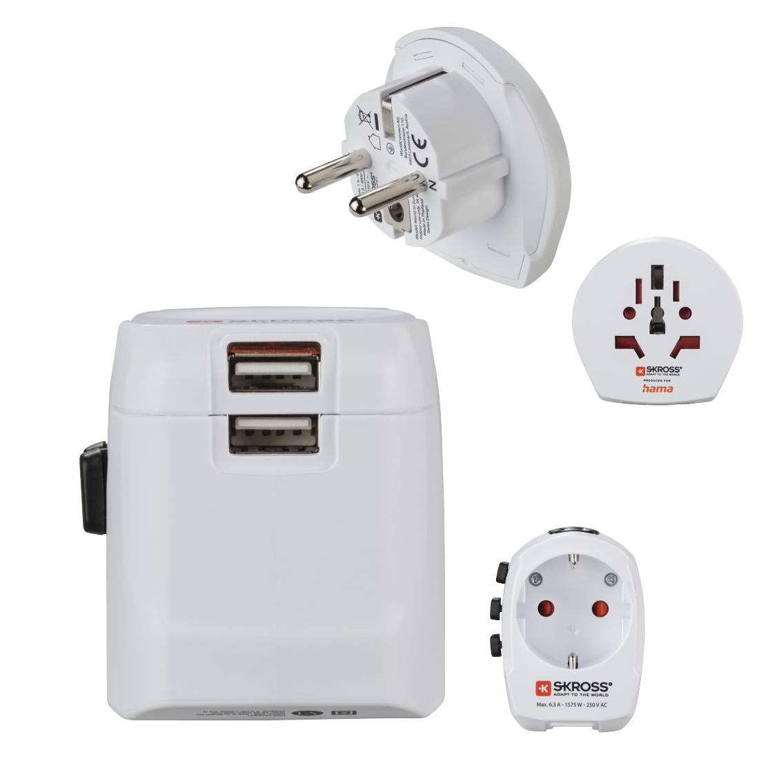 Hama WORLD Reisadapter 'World Travel Pro' + 2x USB-A