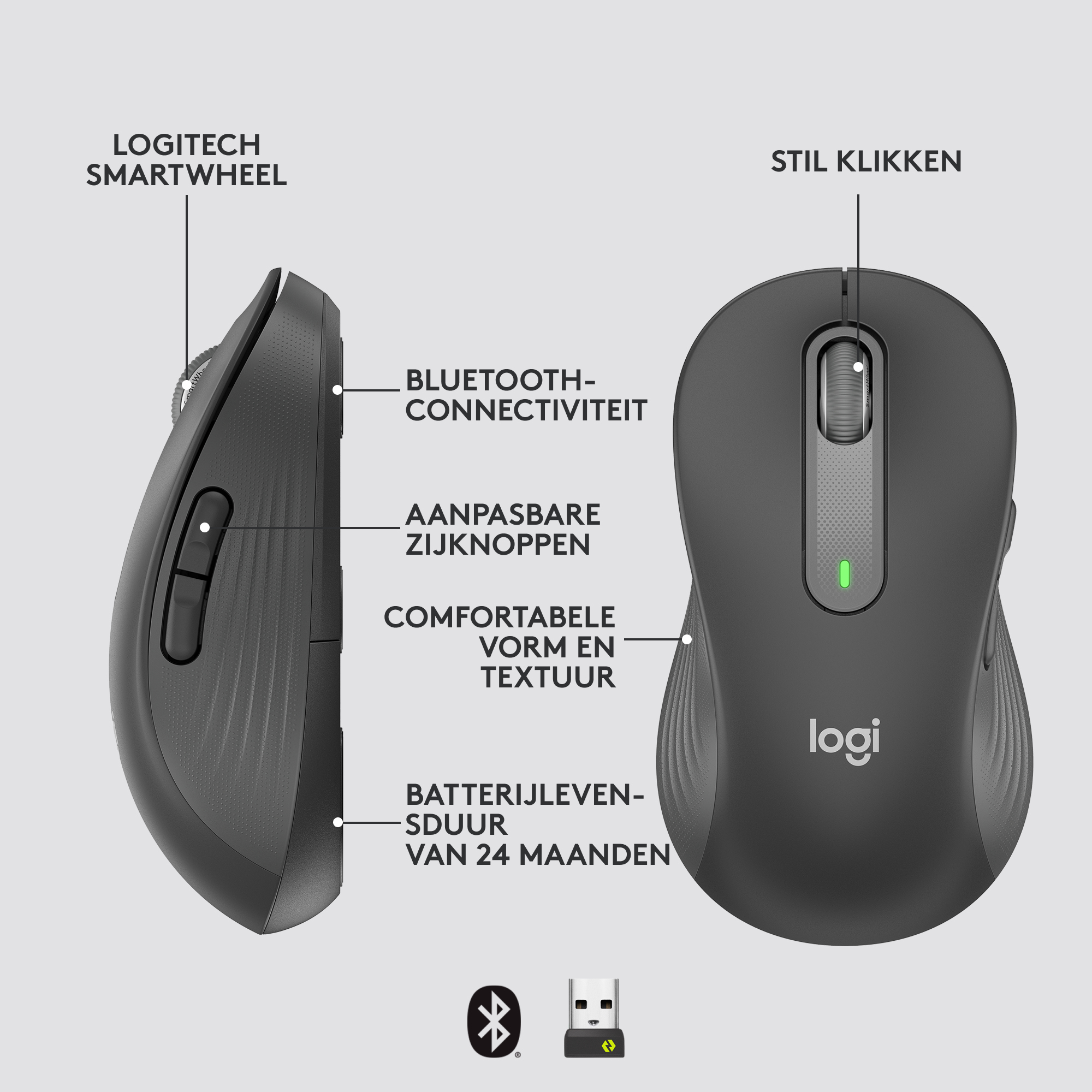 Logitech m650 l signature mouse lh graph