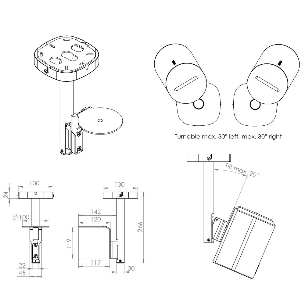 Plafondbeugel Cavus CPSE100B voor Sonos Era 100 zwart