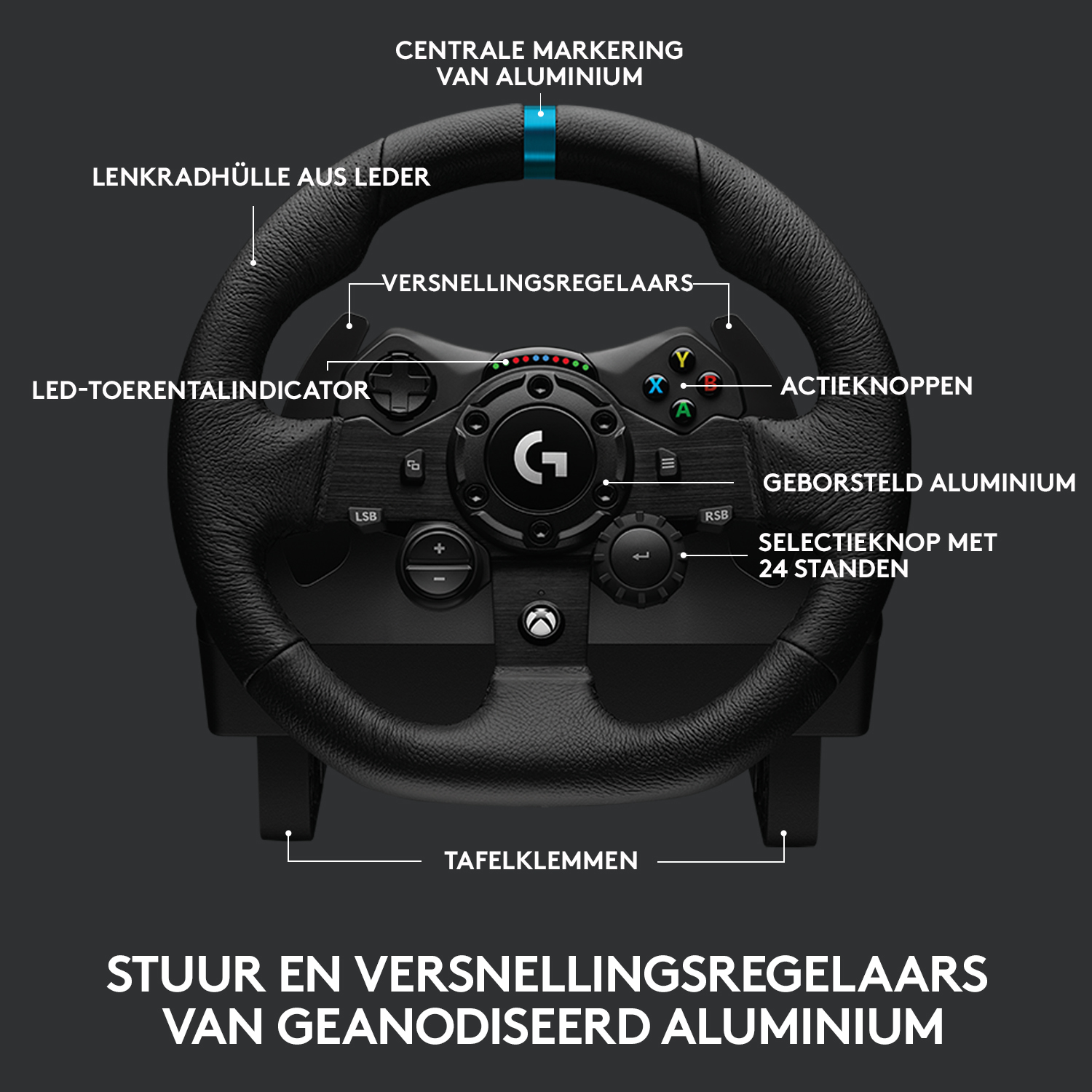 Logitech G G923 Zwart USB Stuurwiel & pedalen PC PS4